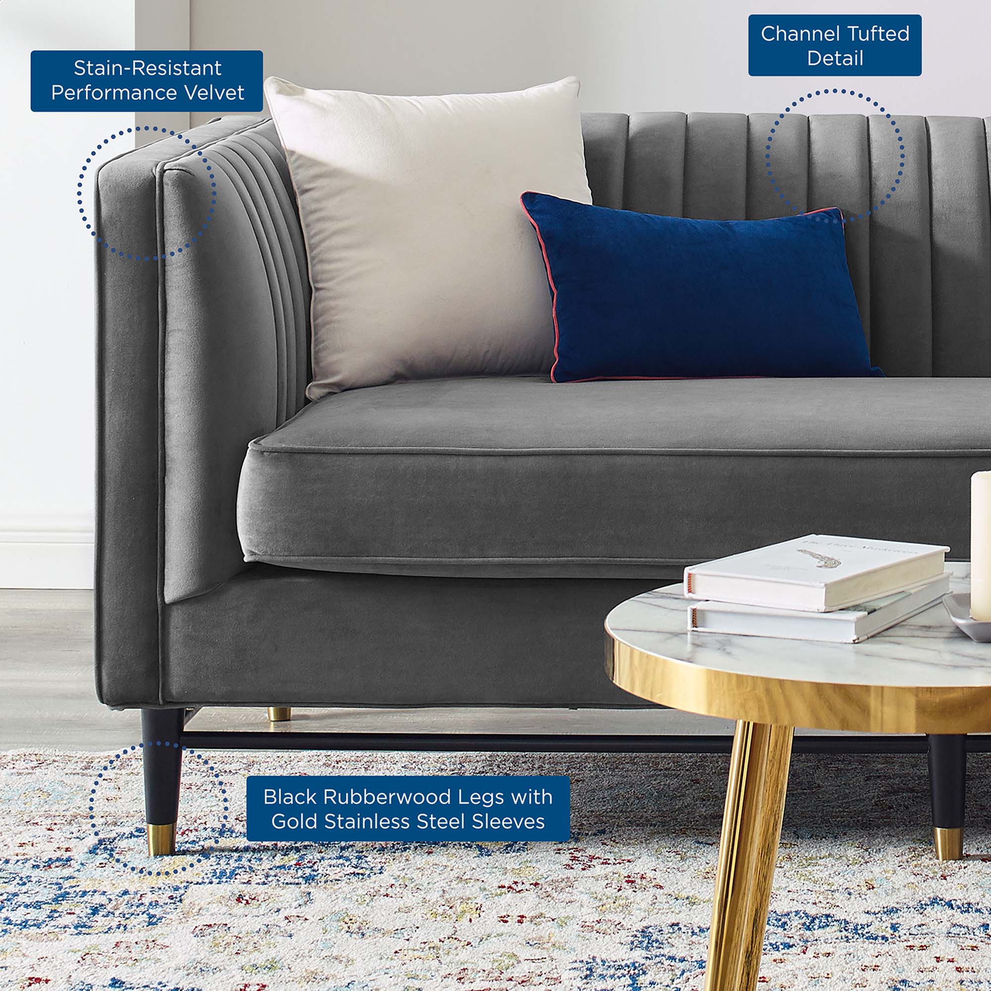 Devote Channel Tufted Performance Velvet Loveseat by Modway