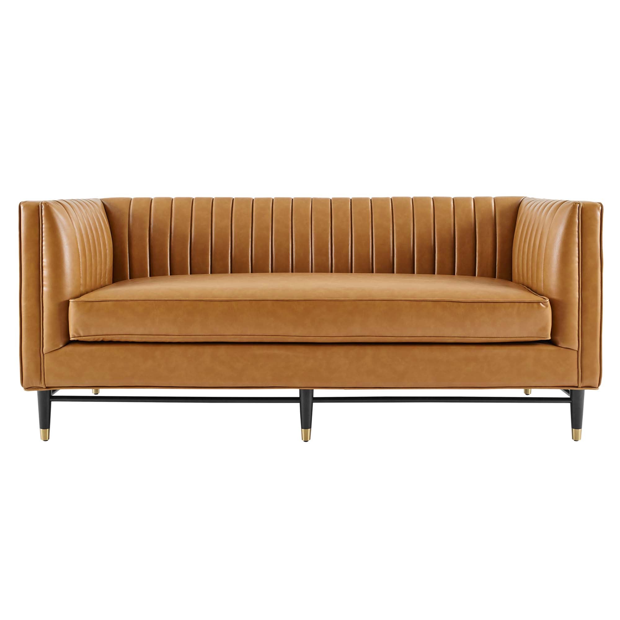 Devote Channel Tufted Vegan Leather Loveseat by Modway