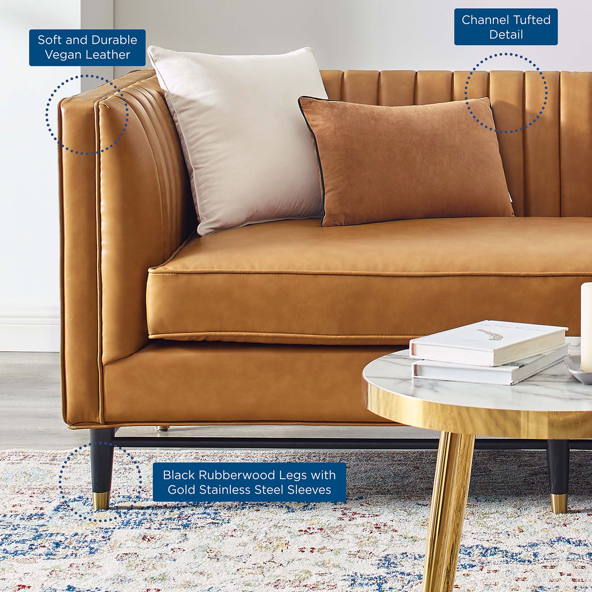 Devote Channel Tufted Vegan Leather Loveseat by Modway