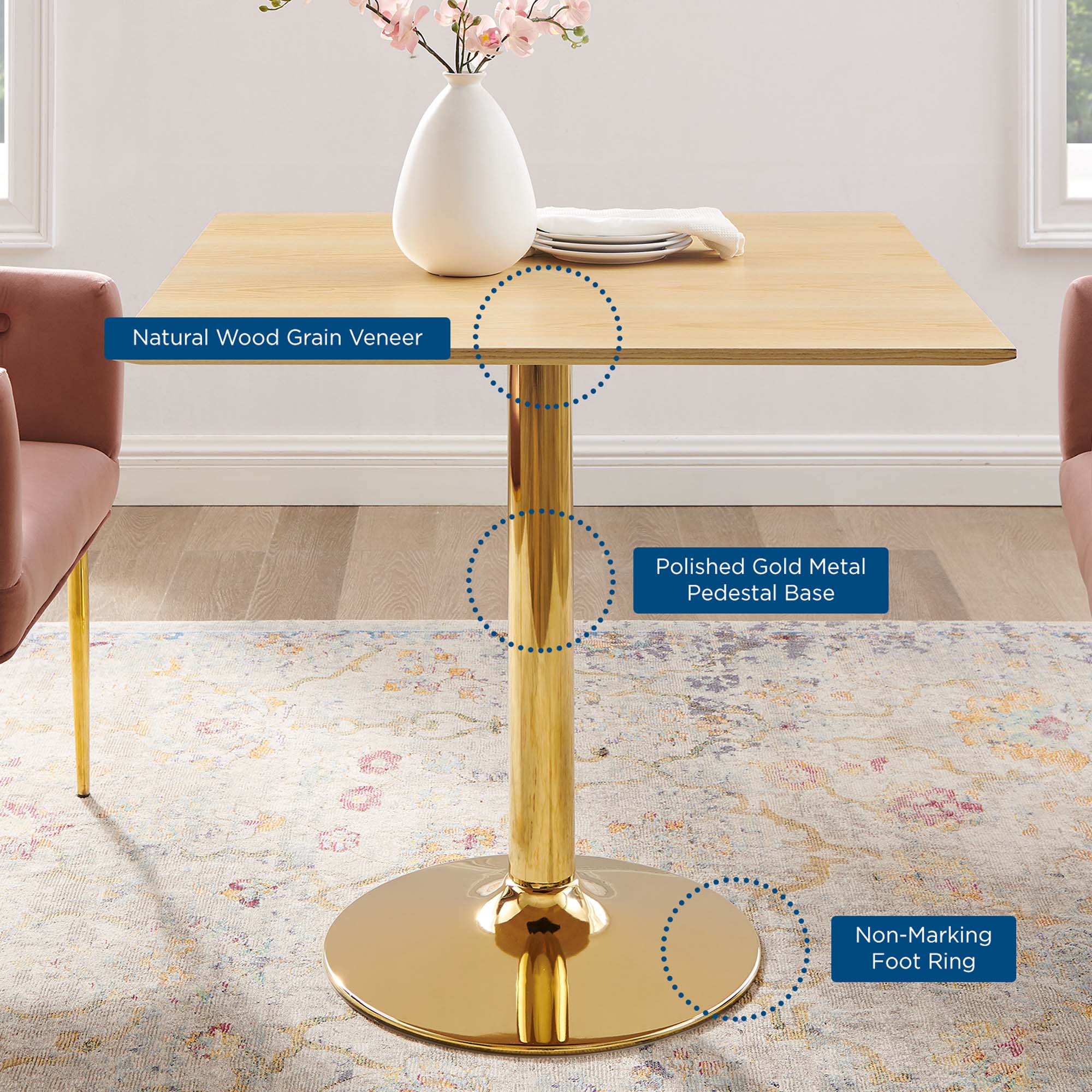 Verne 35" Square Dining Table by Modway