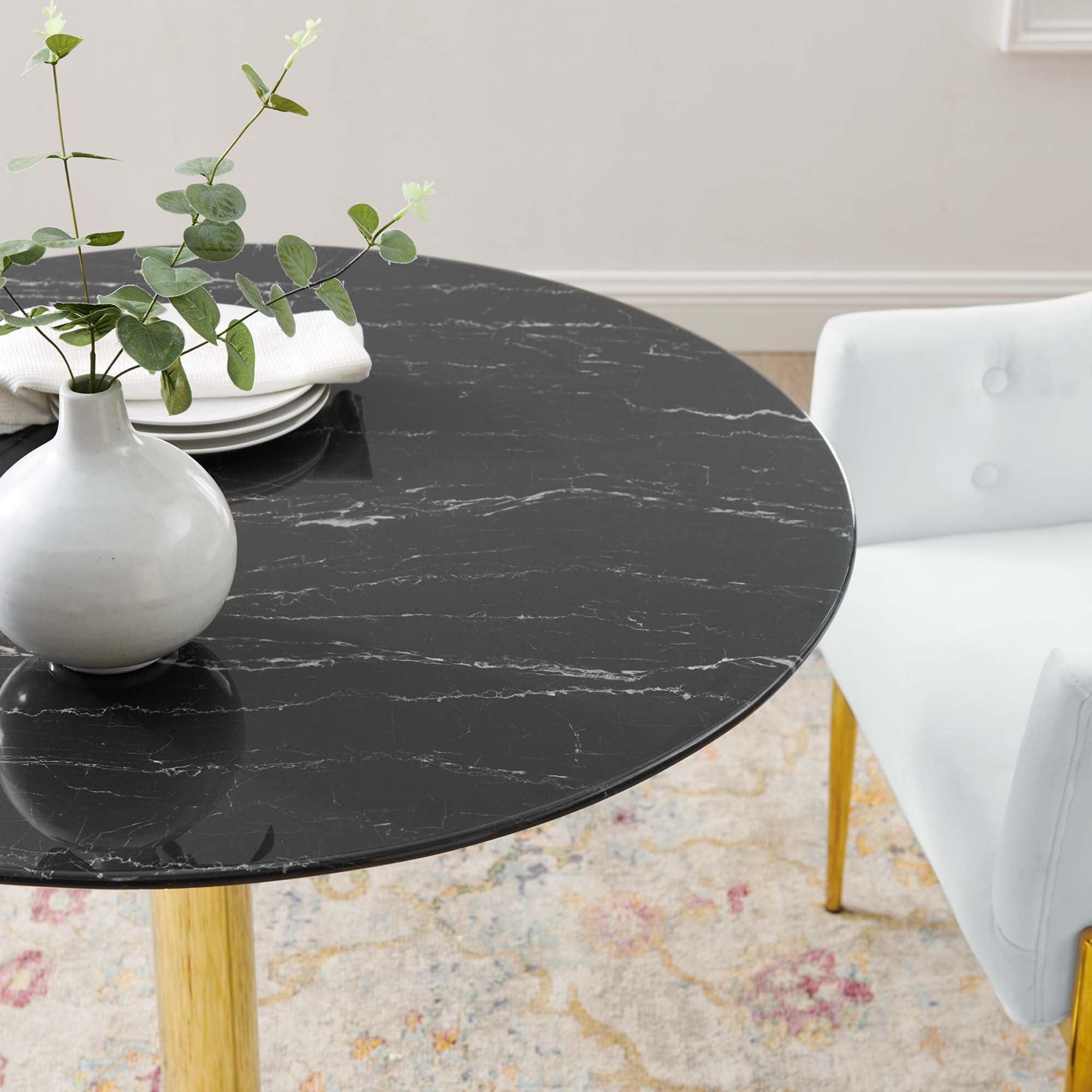 Verne 35" Artificial Marble Dining Table by Modway