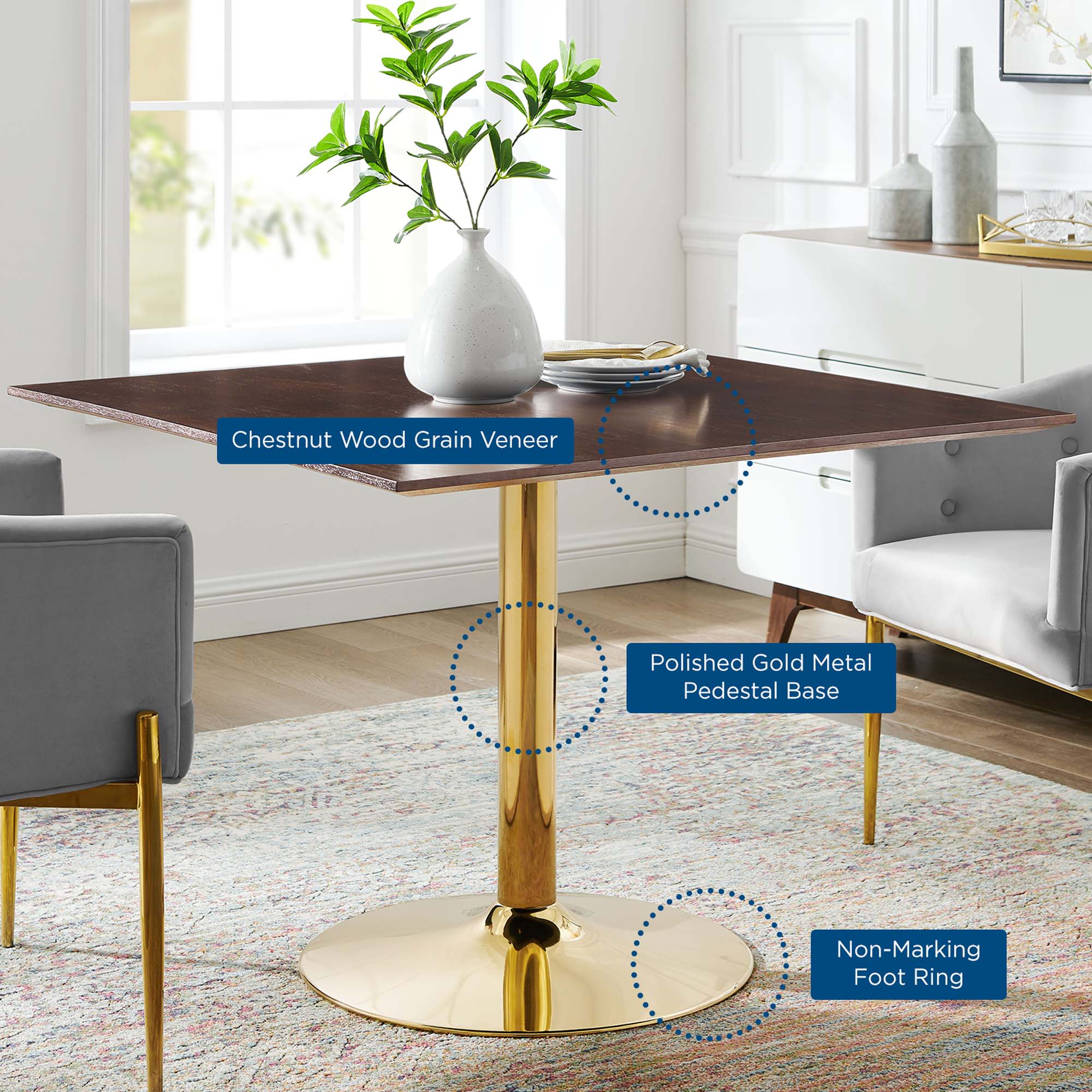Verne 40" Square Dining Table by Modway