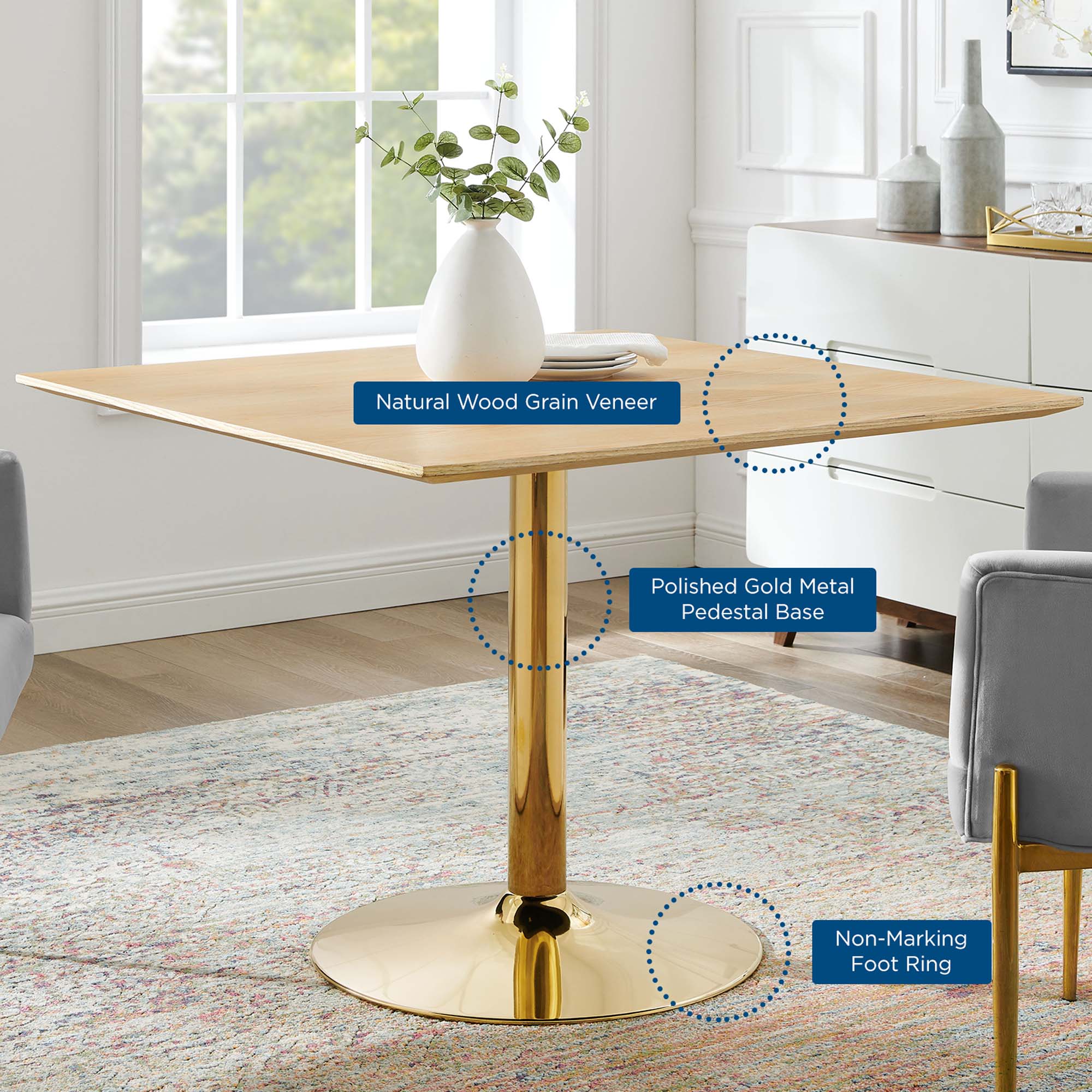 Verne 40" Square Dining Table by Modway