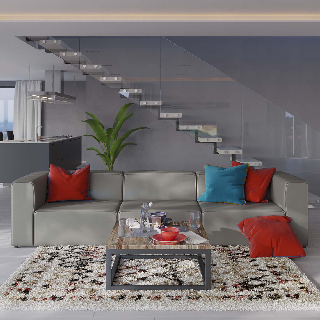 Mingle Vegan Leather 3-Piece Sectional Sofa by Modway