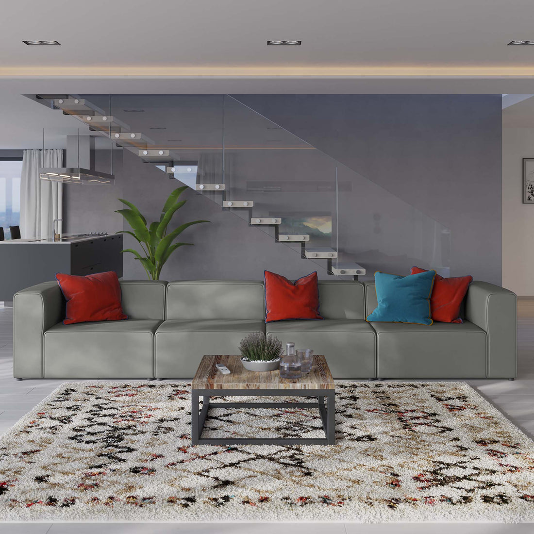 Mingle Vegan Leather 4-Piece Sectional Sofa by Modway