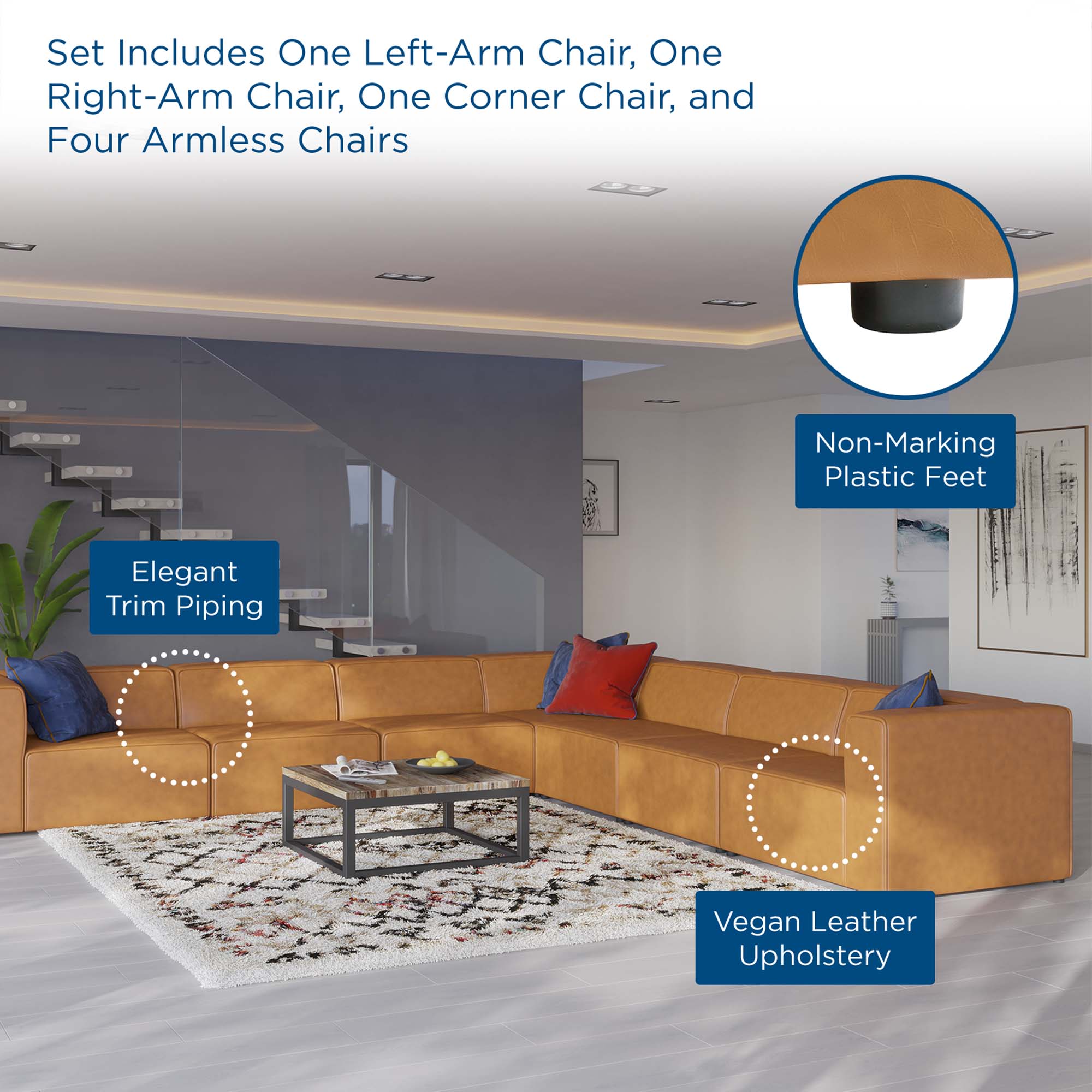 Mingle Vegan Leather 7-Piece Sectional Sofa by Modway