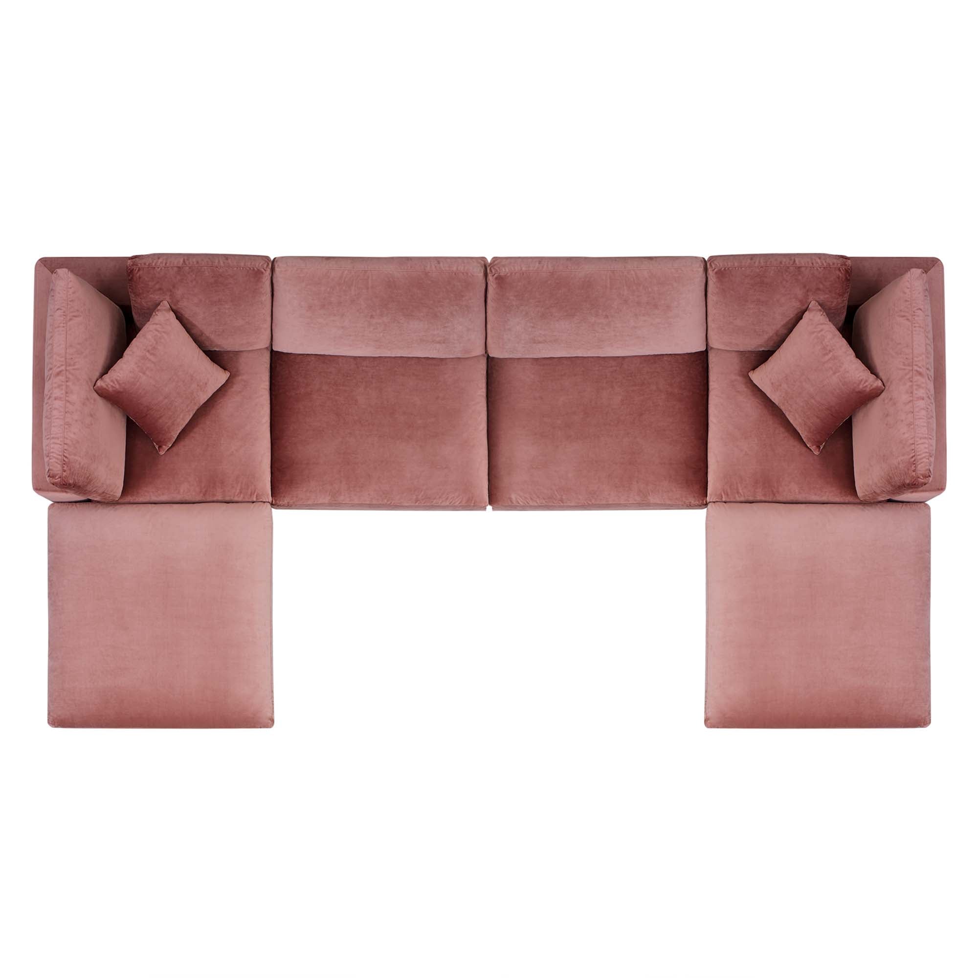 Commix 6-Piece Down Filled Overstuffed Performance Velvet Sectional Sofa by Modway