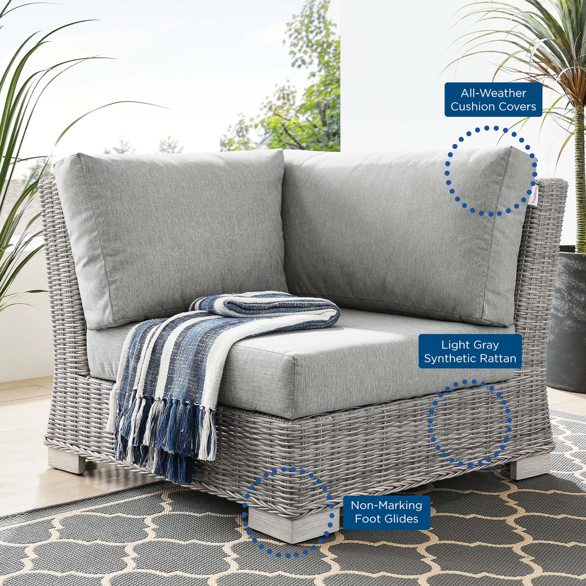 Conway Outdoor Patio Wicker Rattan Corner Chair by Modway