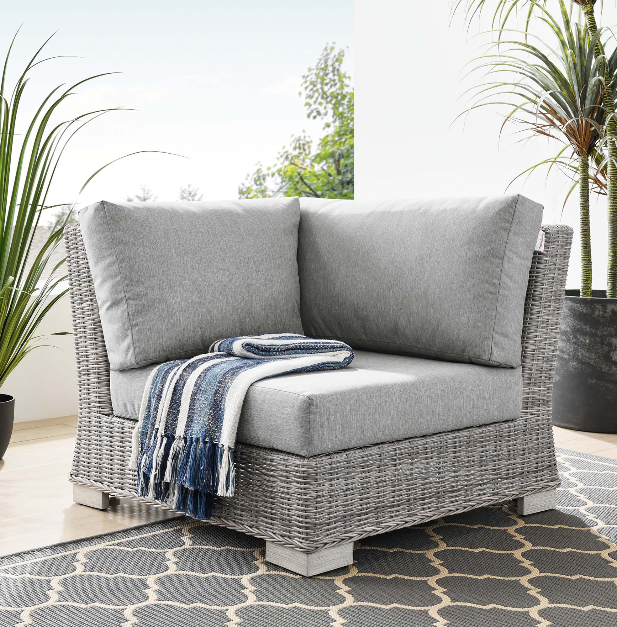 Conway Outdoor Patio Wicker Rattan Corner Chair by Modway