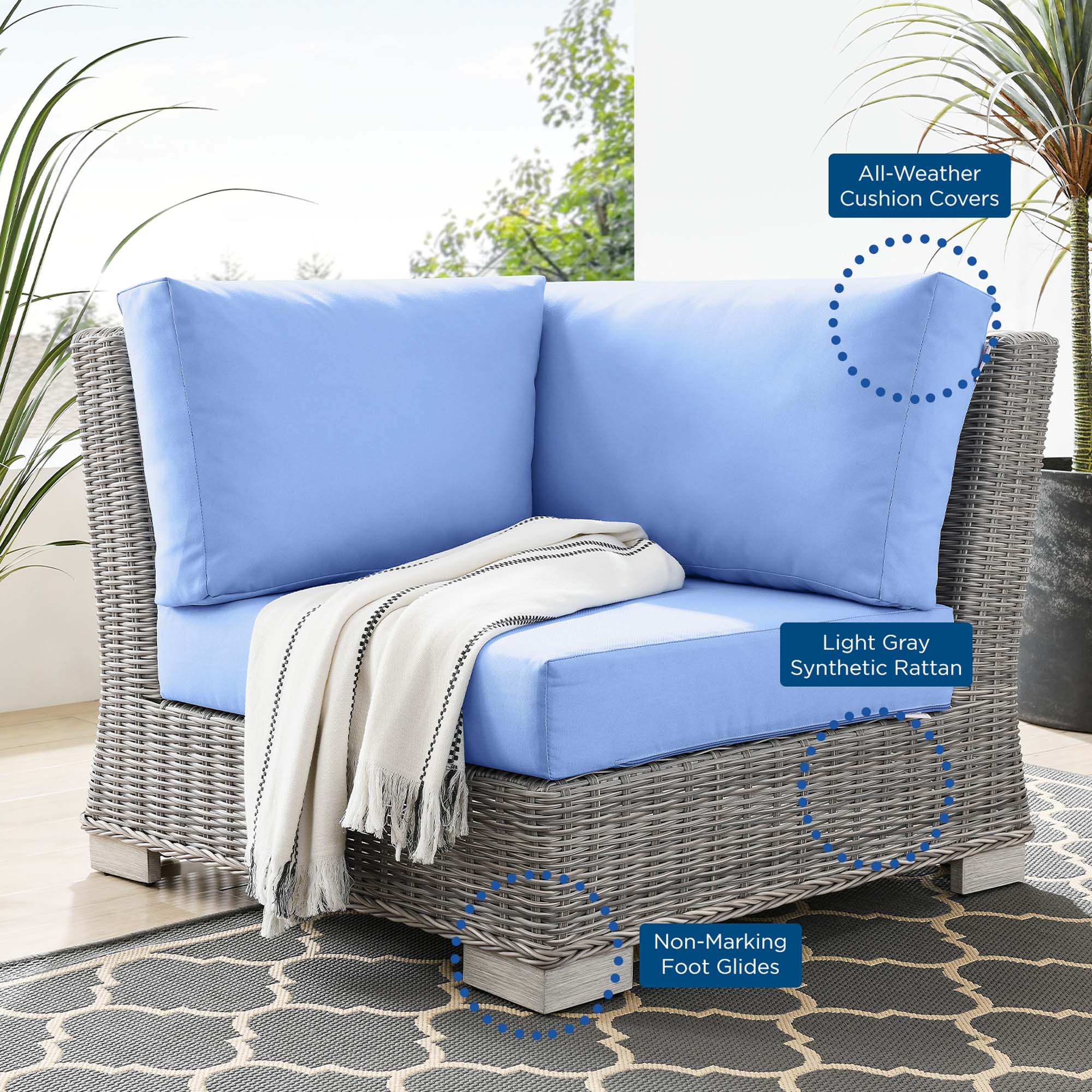 Conway Outdoor Patio Wicker Rattan Corner Chair by Modway