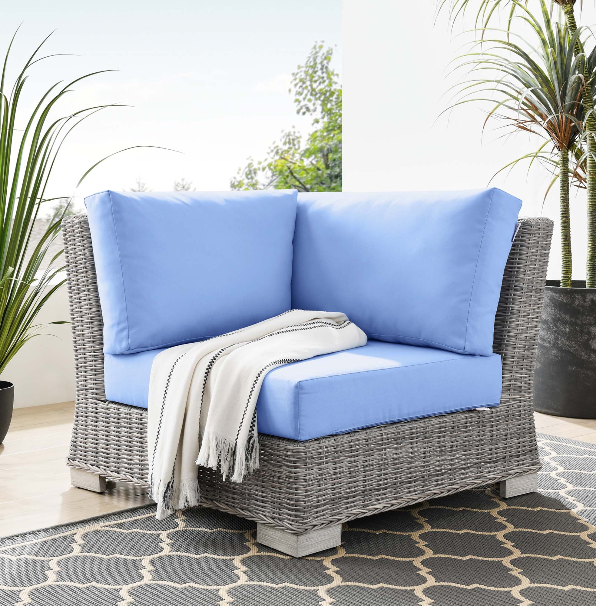 Conway Outdoor Patio Wicker Rattan Corner Chair by Modway