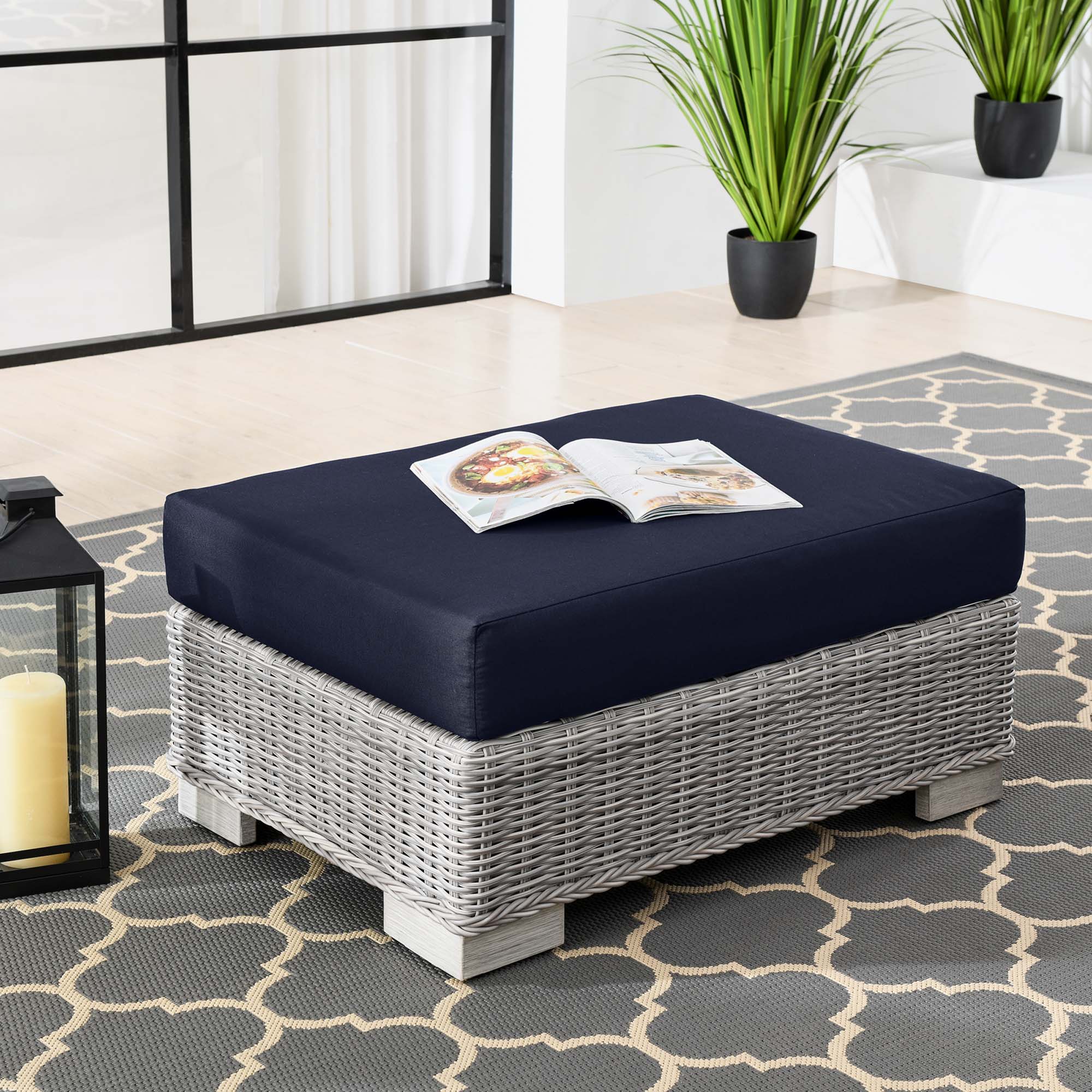 Conway Outdoor Patio Wicker Rattan Ottoman by Modway