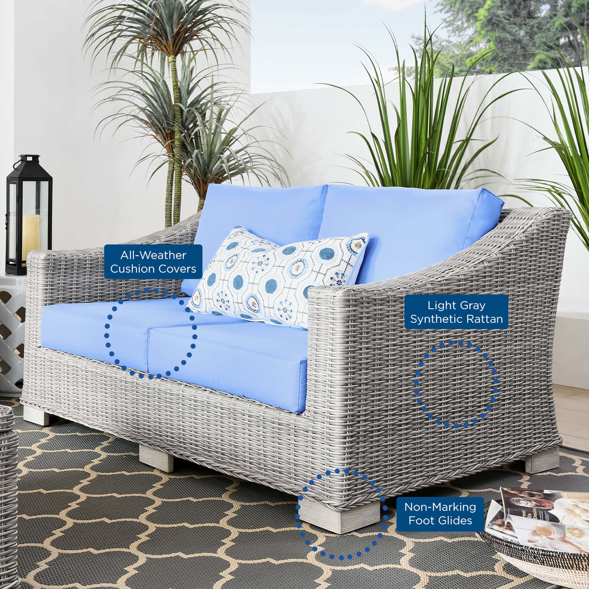Conway Outdoor Patio Wicker Rattan Loveseat by Modway