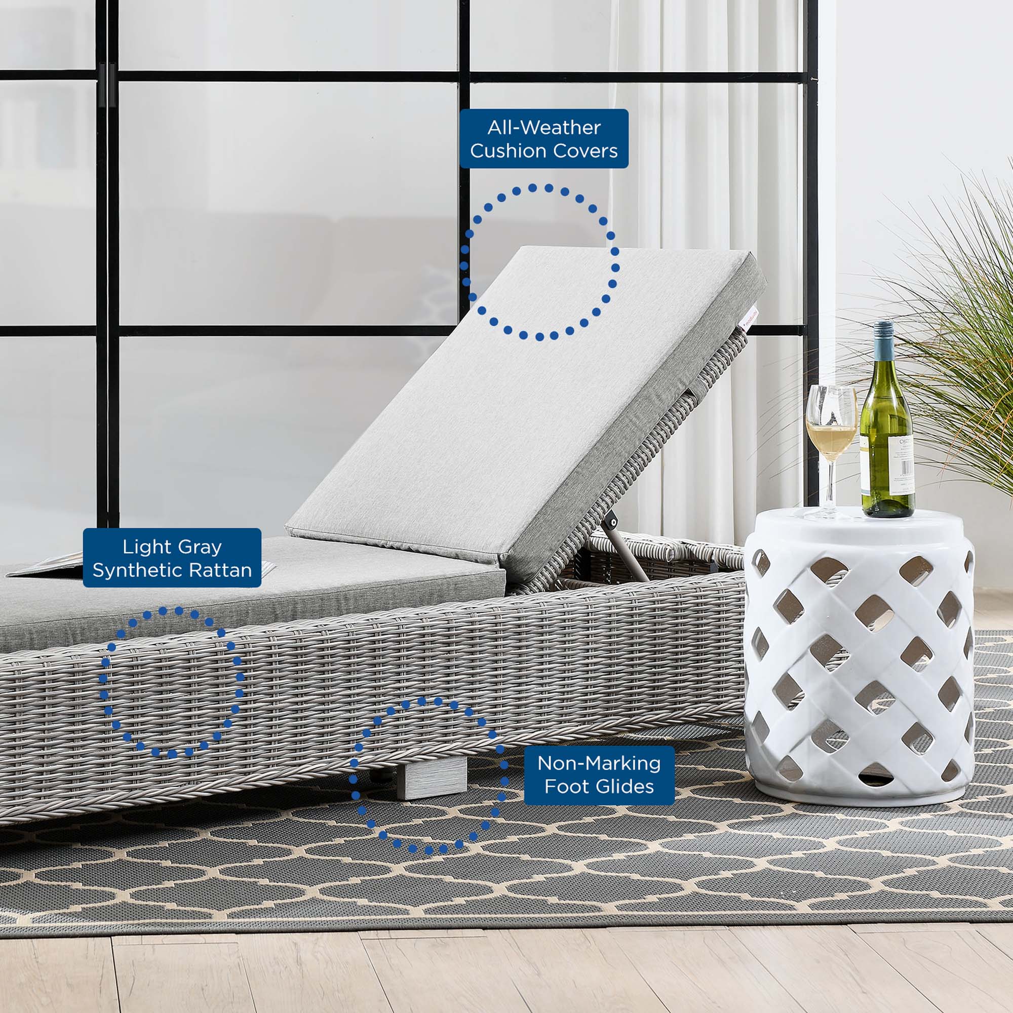 Conway Outdoor Patio Wicker Rattan Chaise Lounge by Modway