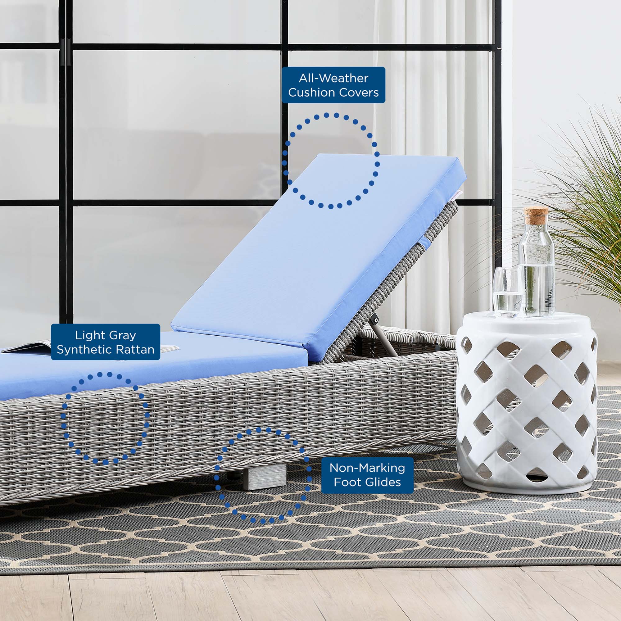 Conway Outdoor Patio Wicker Rattan Chaise Lounge by Modway