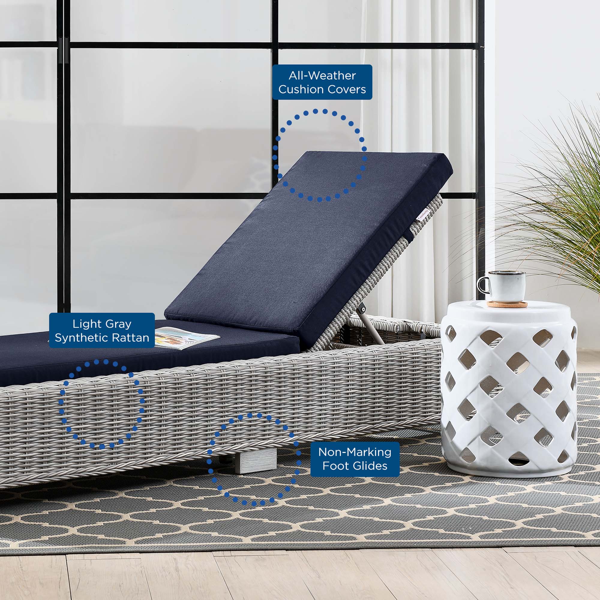 Conway Outdoor Patio Wicker Rattan Chaise Lounge by Modway