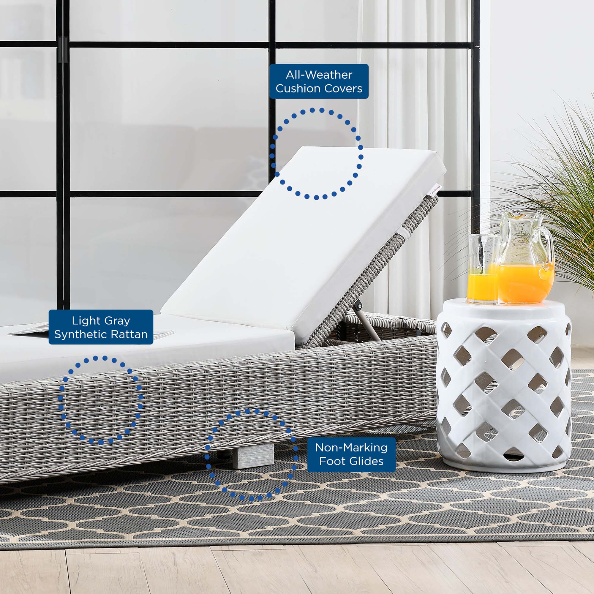 Conway Outdoor Patio Wicker Rattan Chaise Lounge by Modway