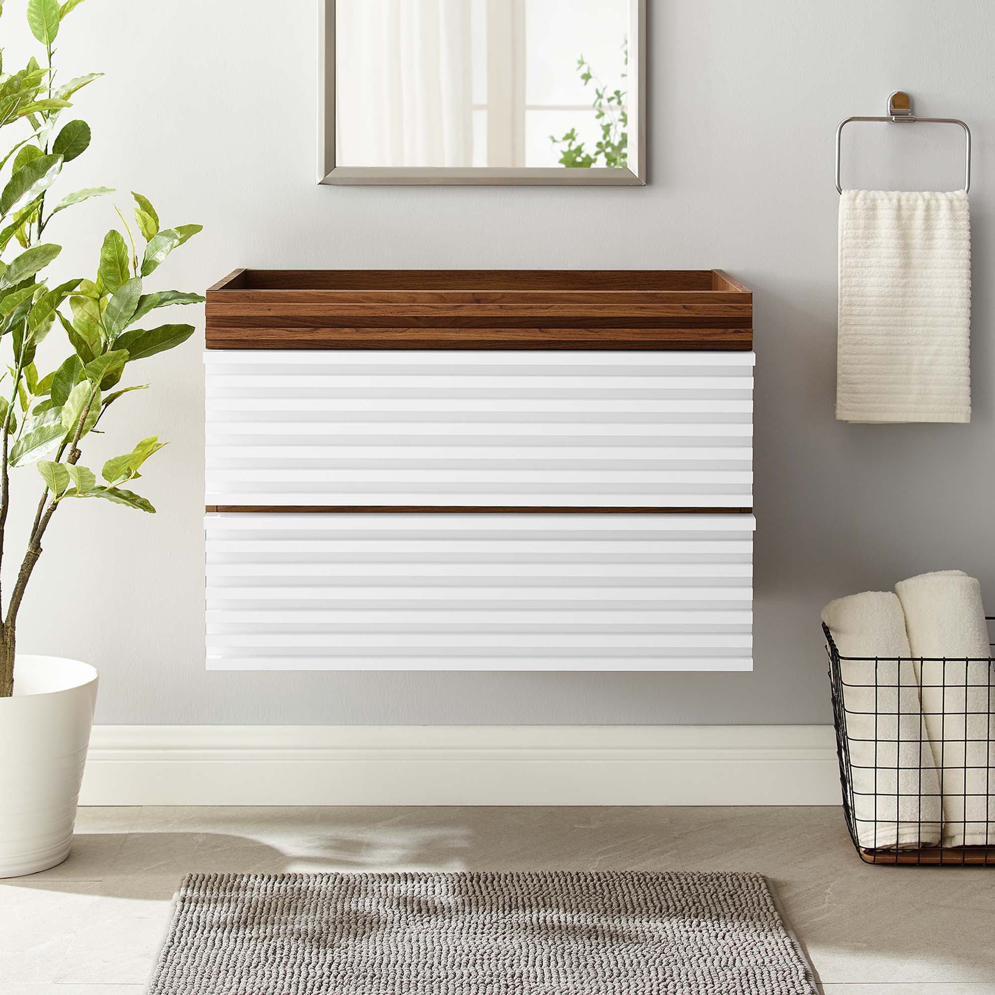 Render Wall-Mount Bathroom Cabinet Basin Not Included by Modway