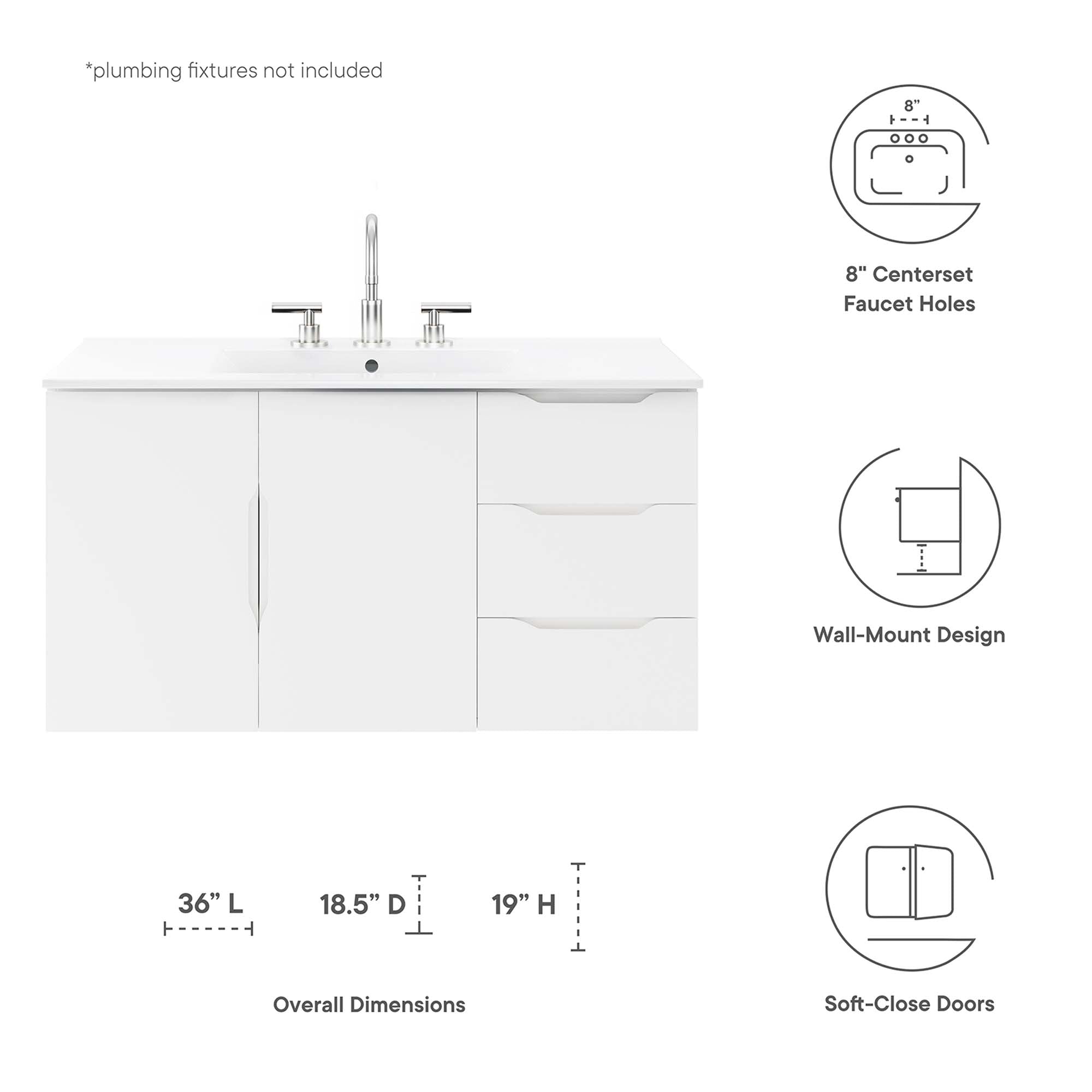 Vitality Bathroom Cabinet Basin Not Included by Modway
