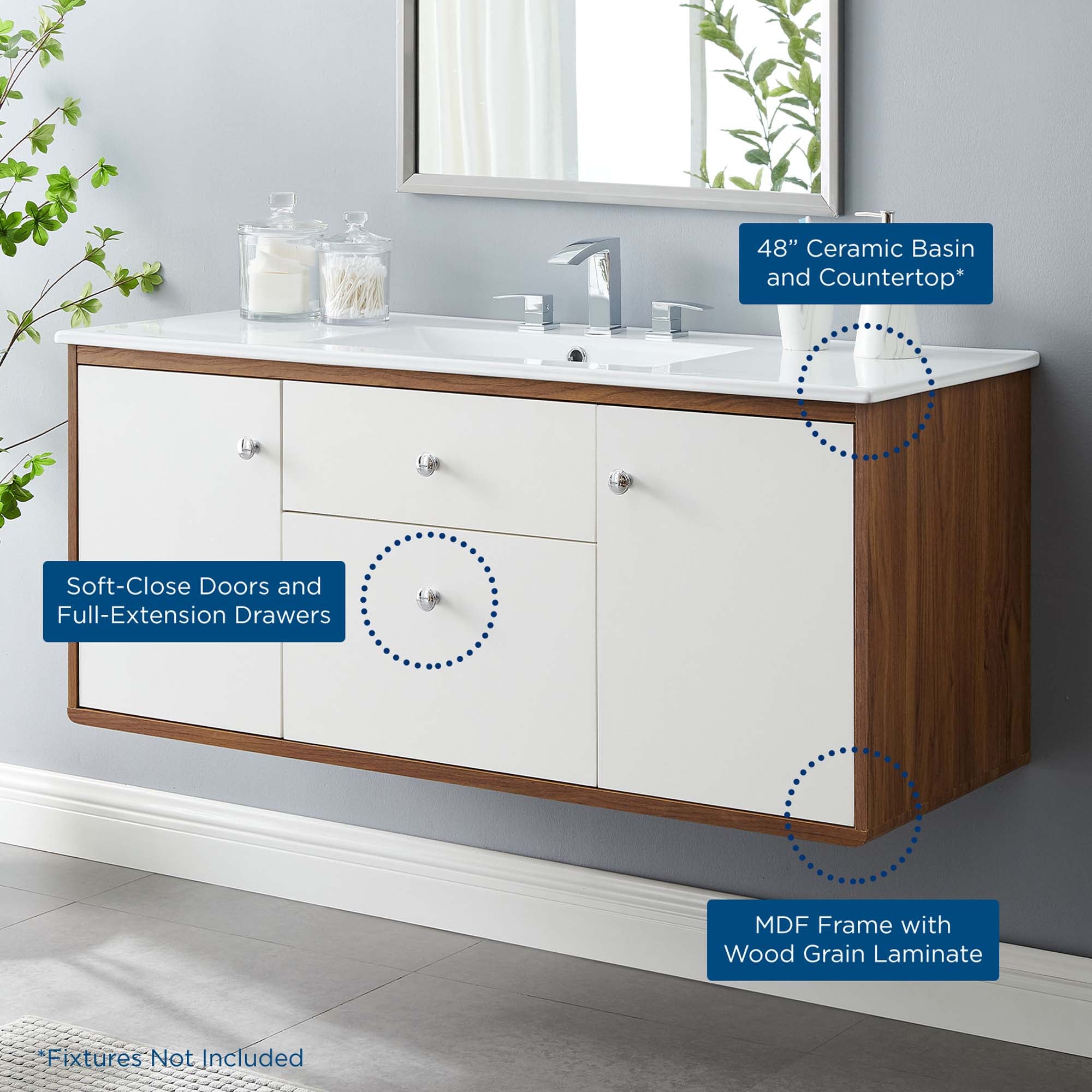 Transmit Wall-Mount Bathroom Vanity Basin Included by Modway
