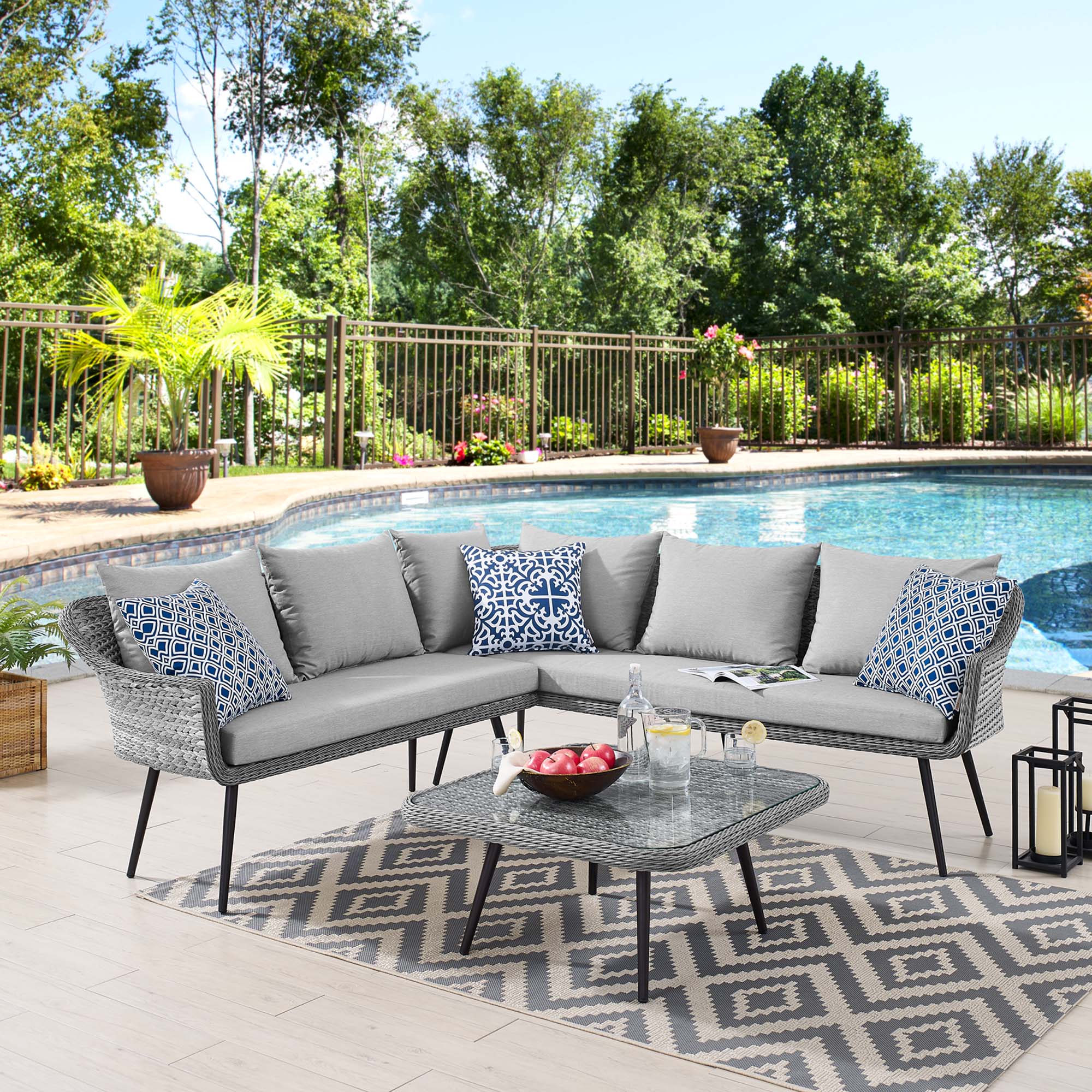 Endeavor Outdoor Patio Wicker Rattan Wicker Rattan Seating Set by Modway
