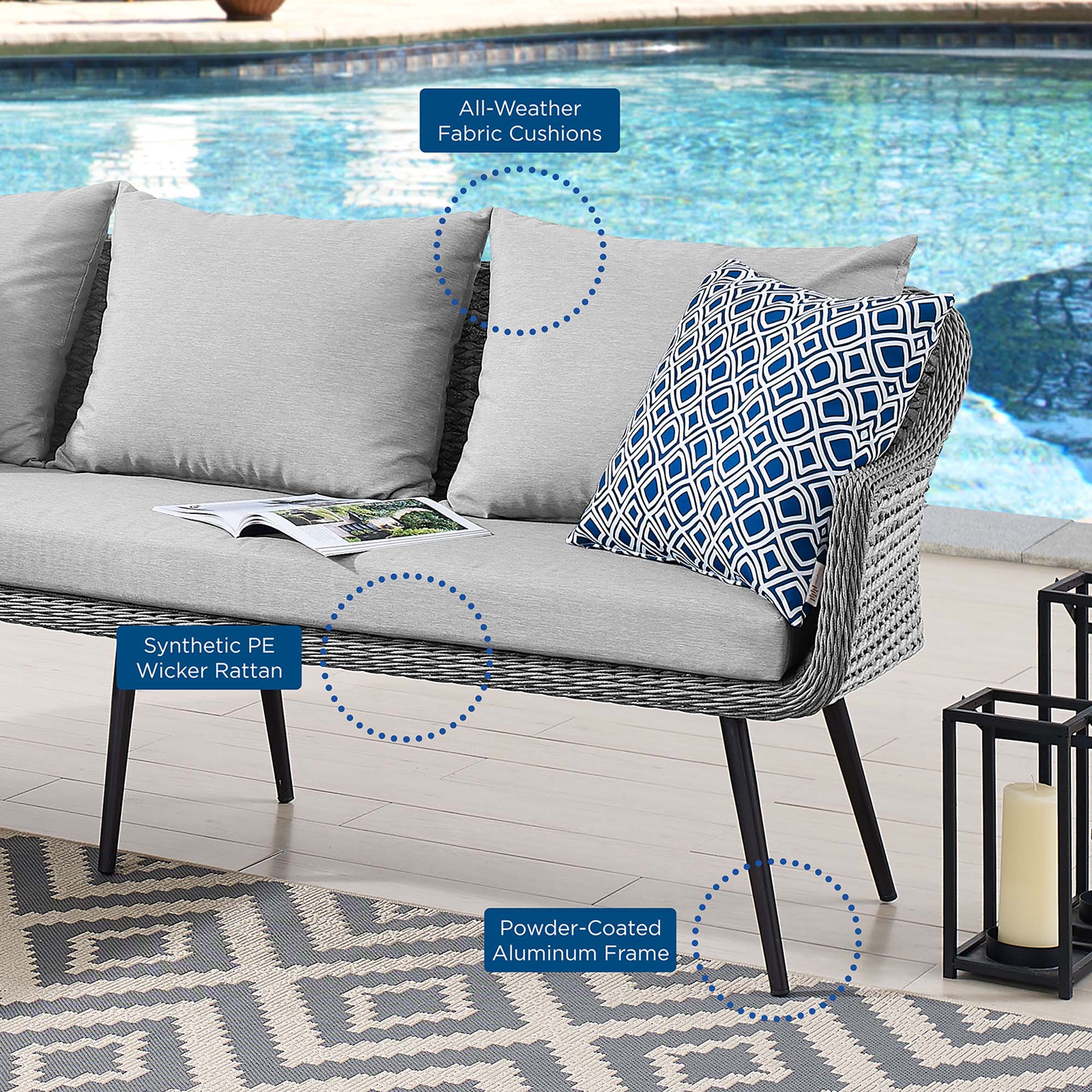 Endeavor Outdoor Patio Wicker Rattan Wicker Rattan Seating Set by Modway