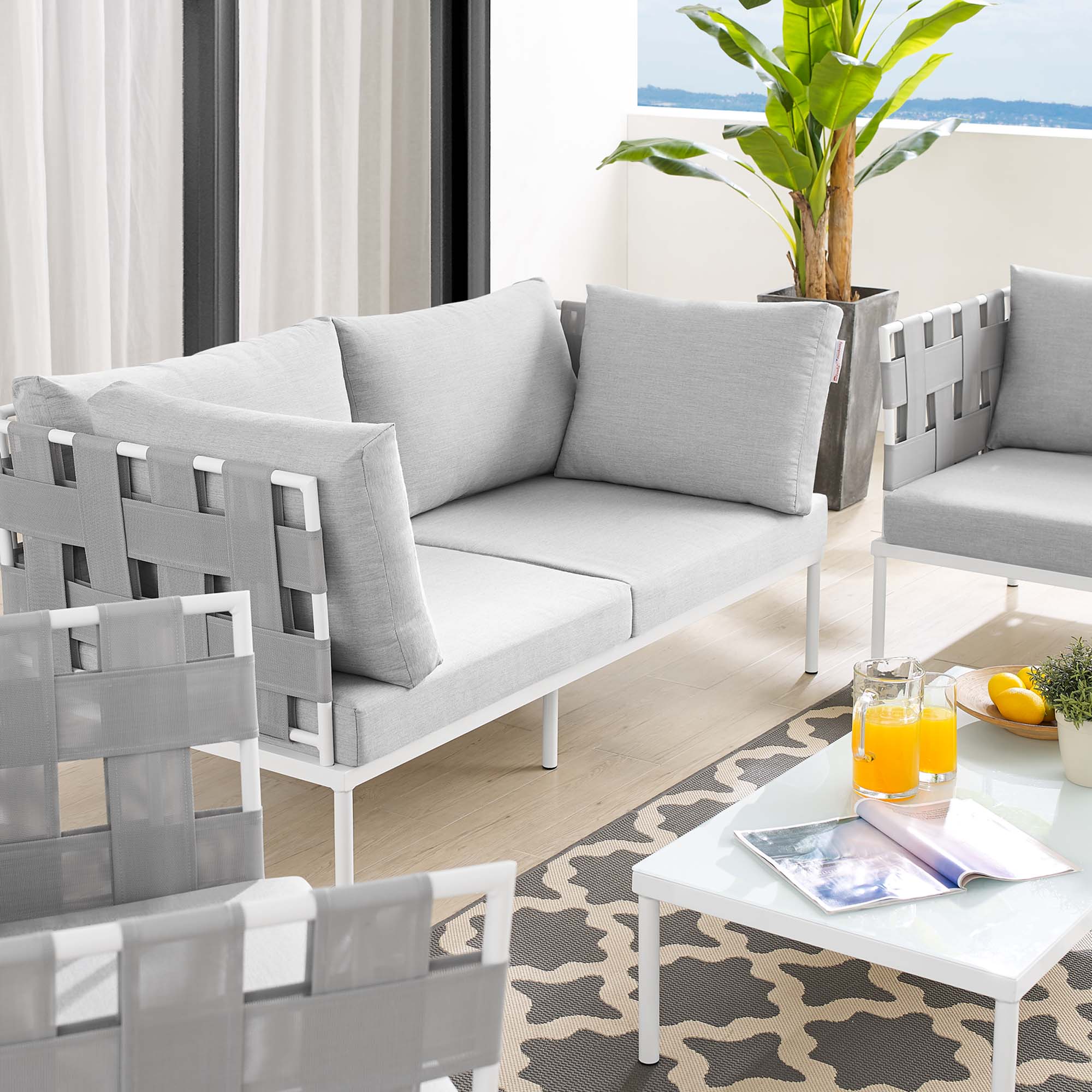 Harmony 5-Piece Sunbrella® Outdoor Patio Aluminum Furniture Set by Modway