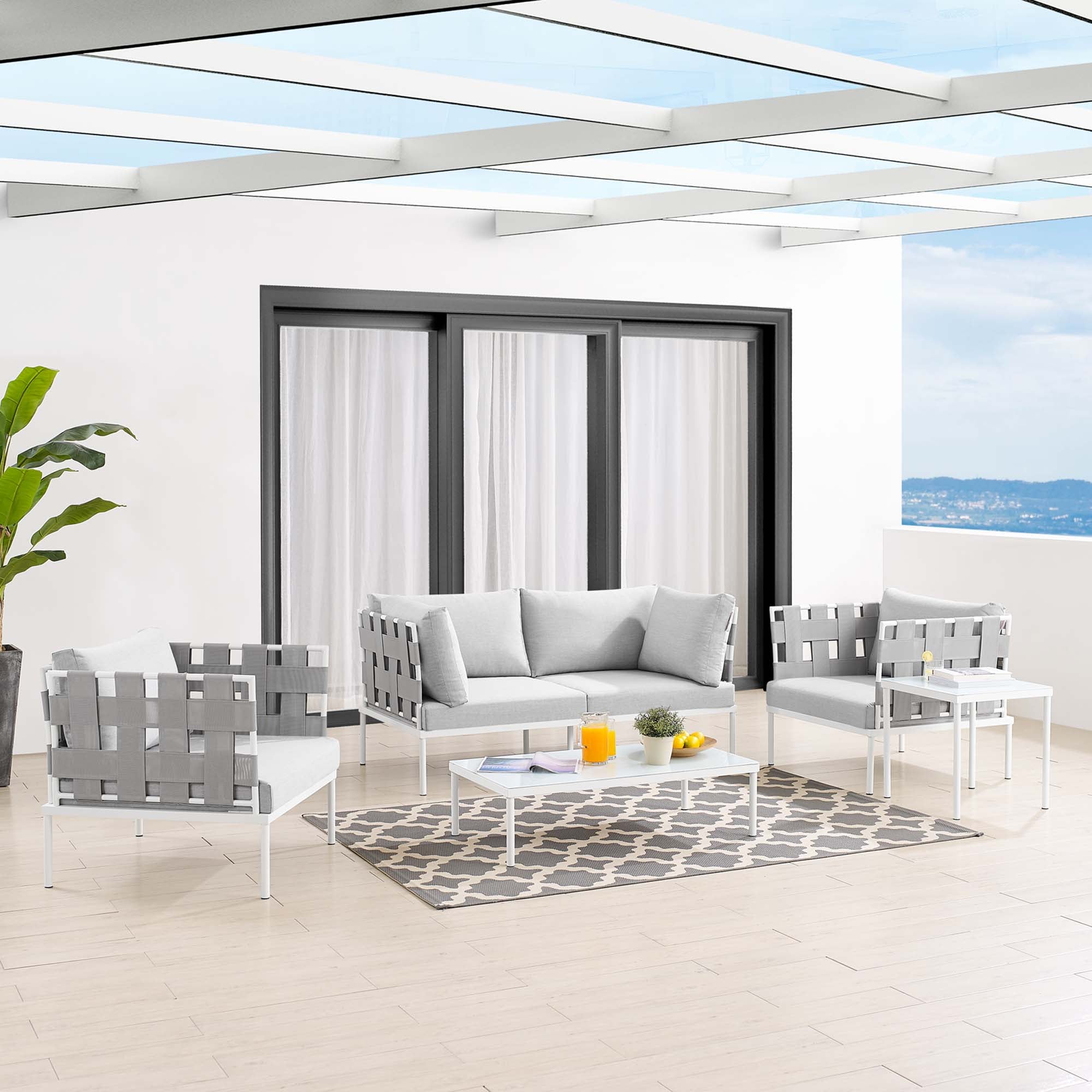 Harmony 5-Piece Sunbrella® Outdoor Patio Aluminum Furniture Set by Modway