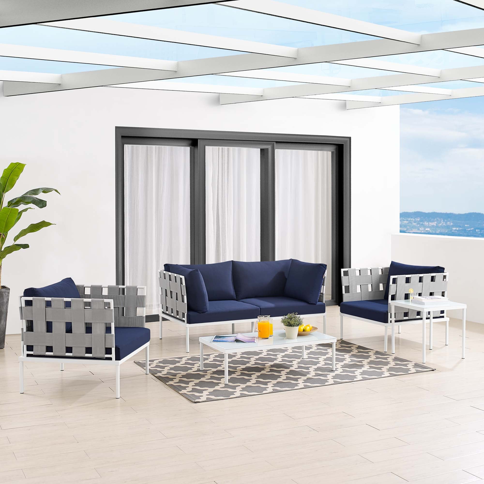 Harmony 5-Piece Sunbrella® Outdoor Patio Aluminum Furniture Set by Modway