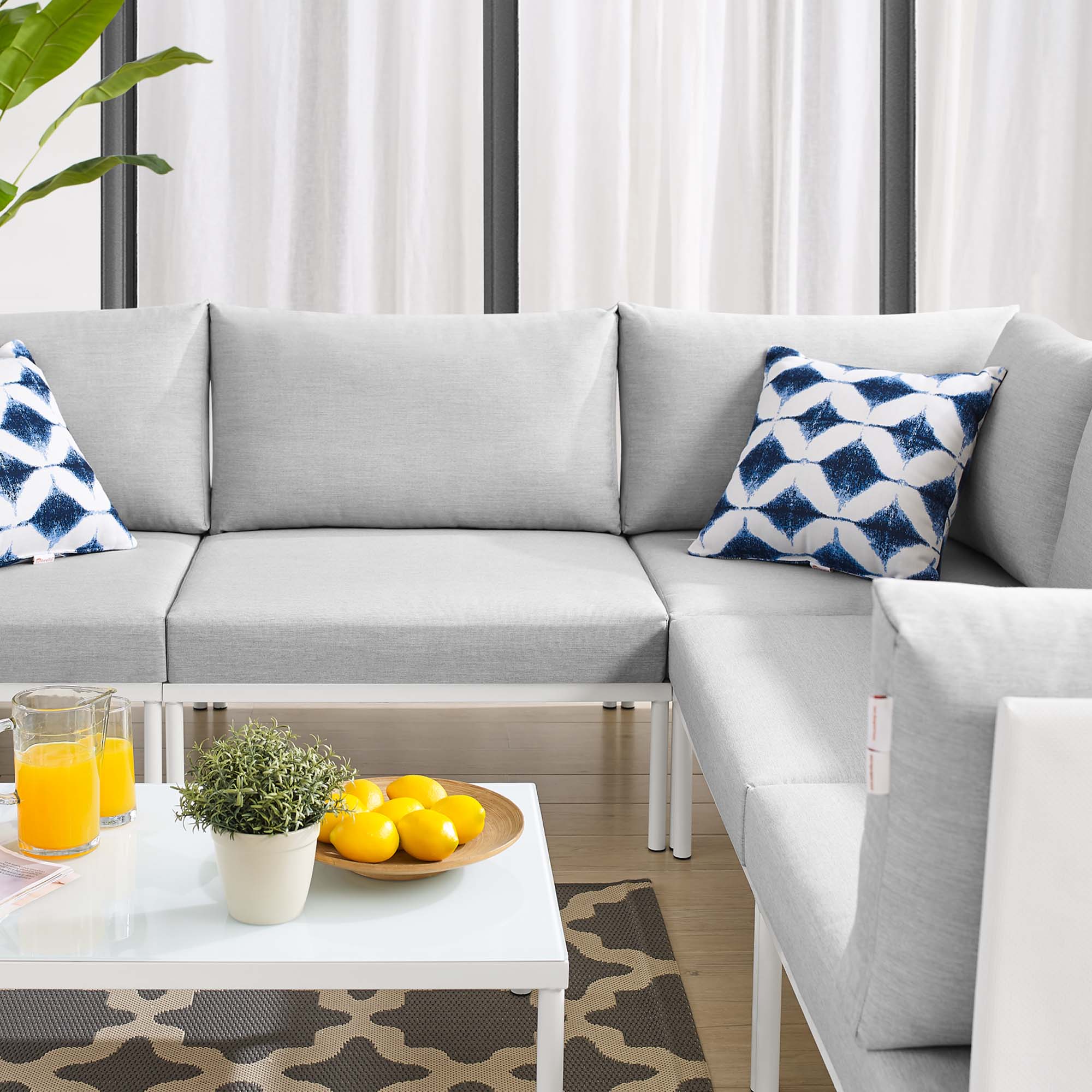 Harmony 6-Piece Sunbrella® Outdoor Patio Aluminum Sectional Sofa Set by Modway