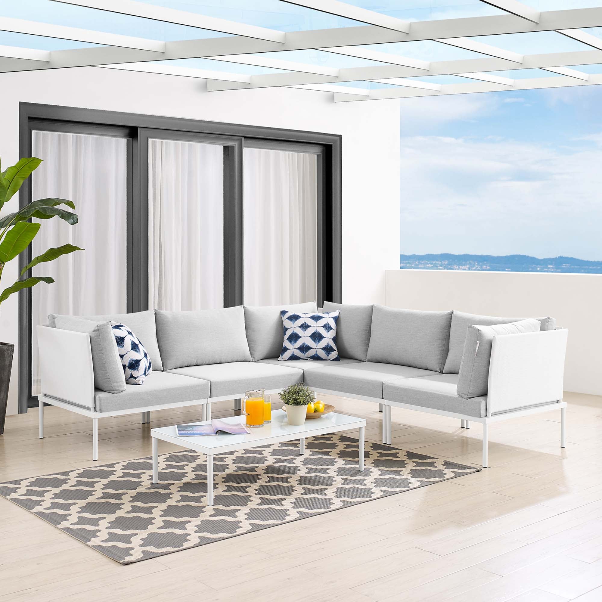 Harmony 6-Piece Sunbrella® Outdoor Patio Aluminum Sectional Sofa Set by Modway