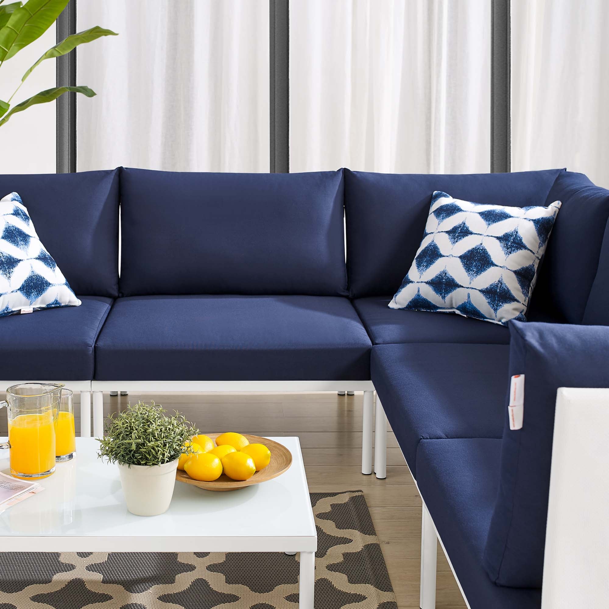 Harmony 6-Piece Sunbrella® Outdoor Patio Aluminum Sectional Sofa Set by Modway