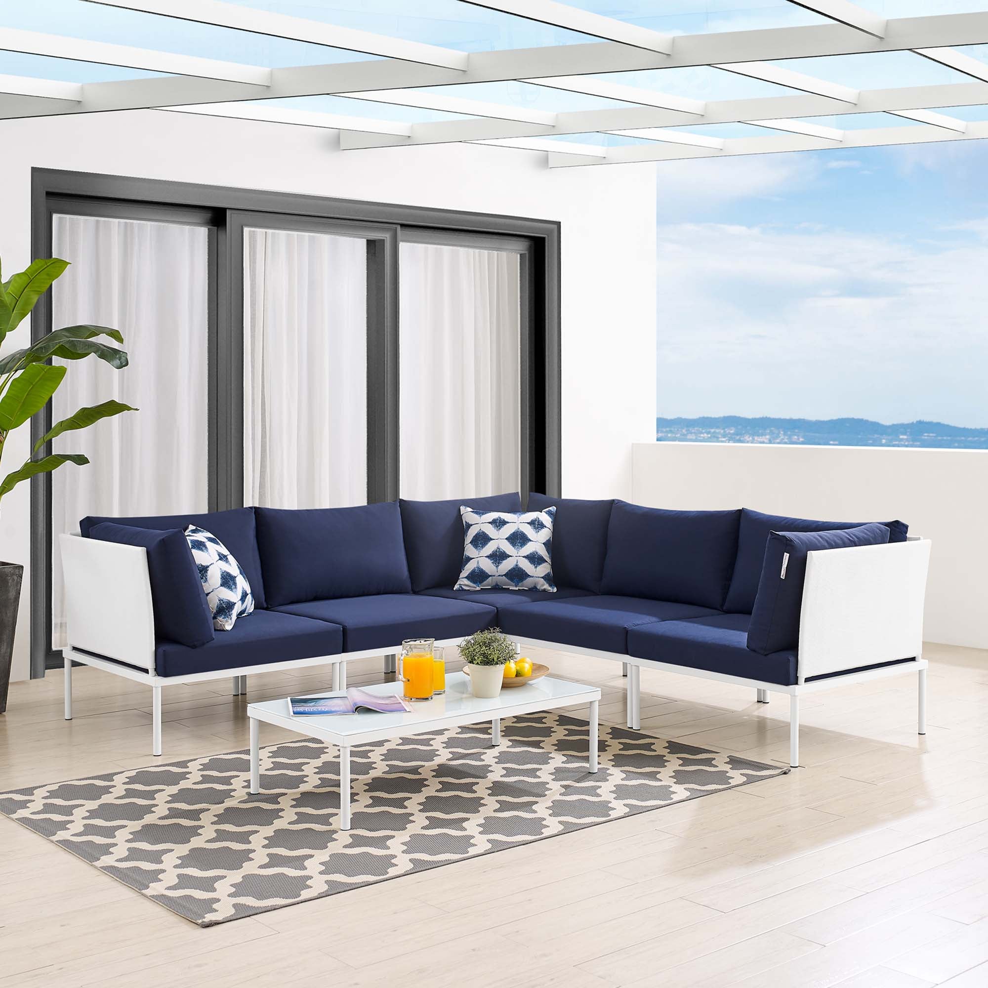 Harmony 6-Piece Sunbrella® Outdoor Patio Aluminum Sectional Sofa Set by Modway