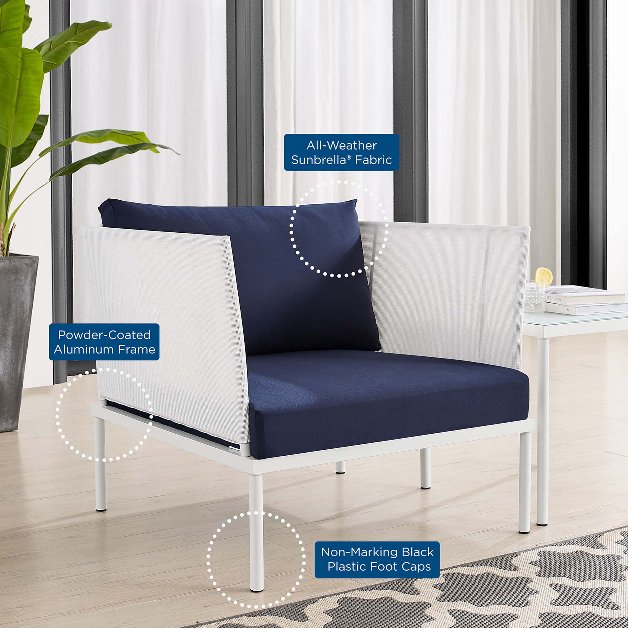 Harmony 6-Piece Sunbrella® Outdoor Patio Aluminum Seating Set by Modway