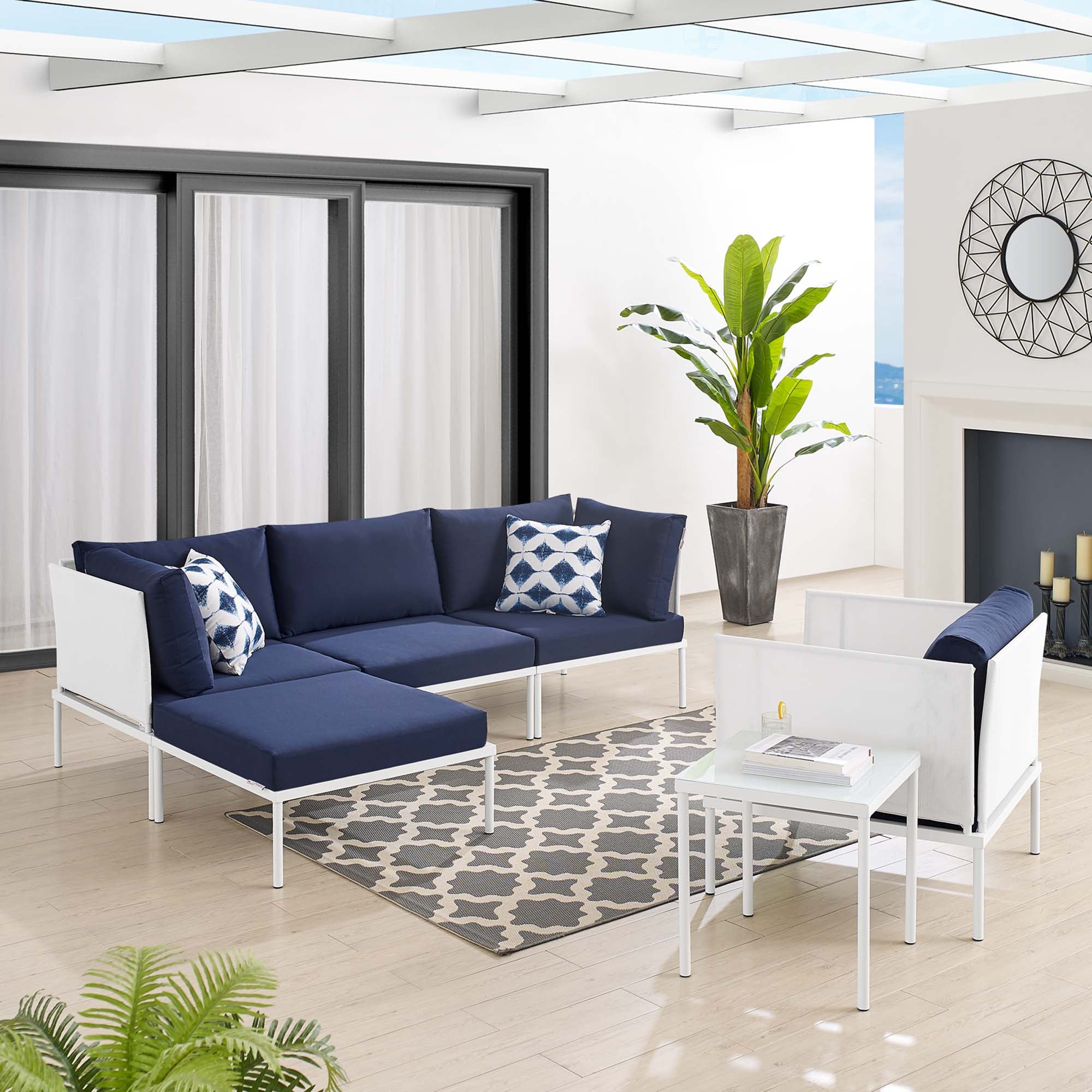 Harmony 6-Piece Sunbrella® Outdoor Patio Aluminum Seating Set by Modway