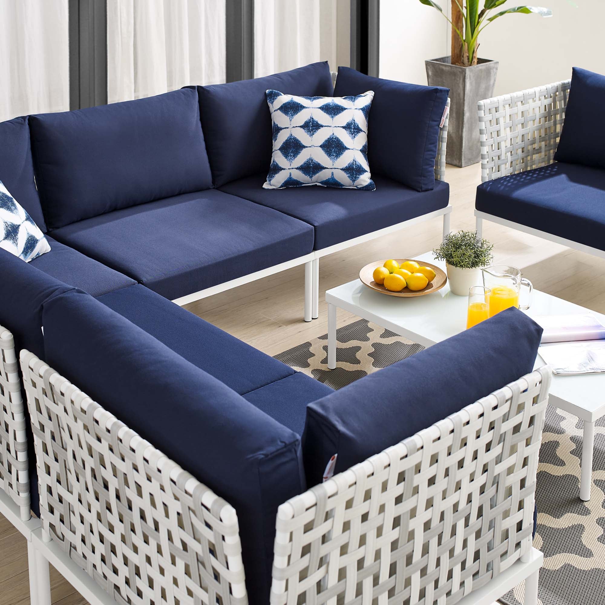 Harmony 7-Piece Sunbrella® Basket Weave Outdoor Patio Aluminum Sectional Sofa Set by Modway
