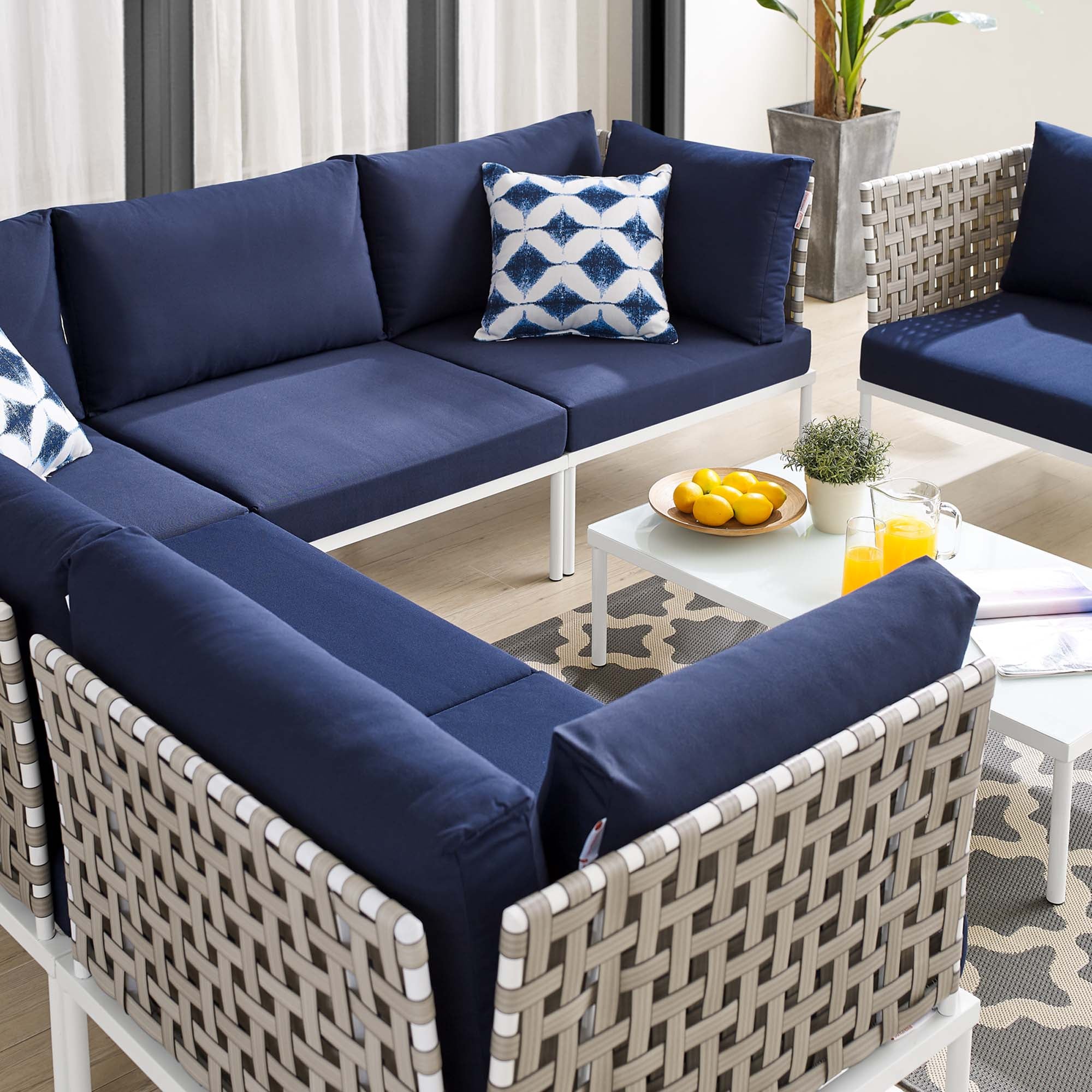 Harmony 7-Piece Sunbrella® Basket Weave Outdoor Patio Aluminum Sectional Sofa Set by Modway