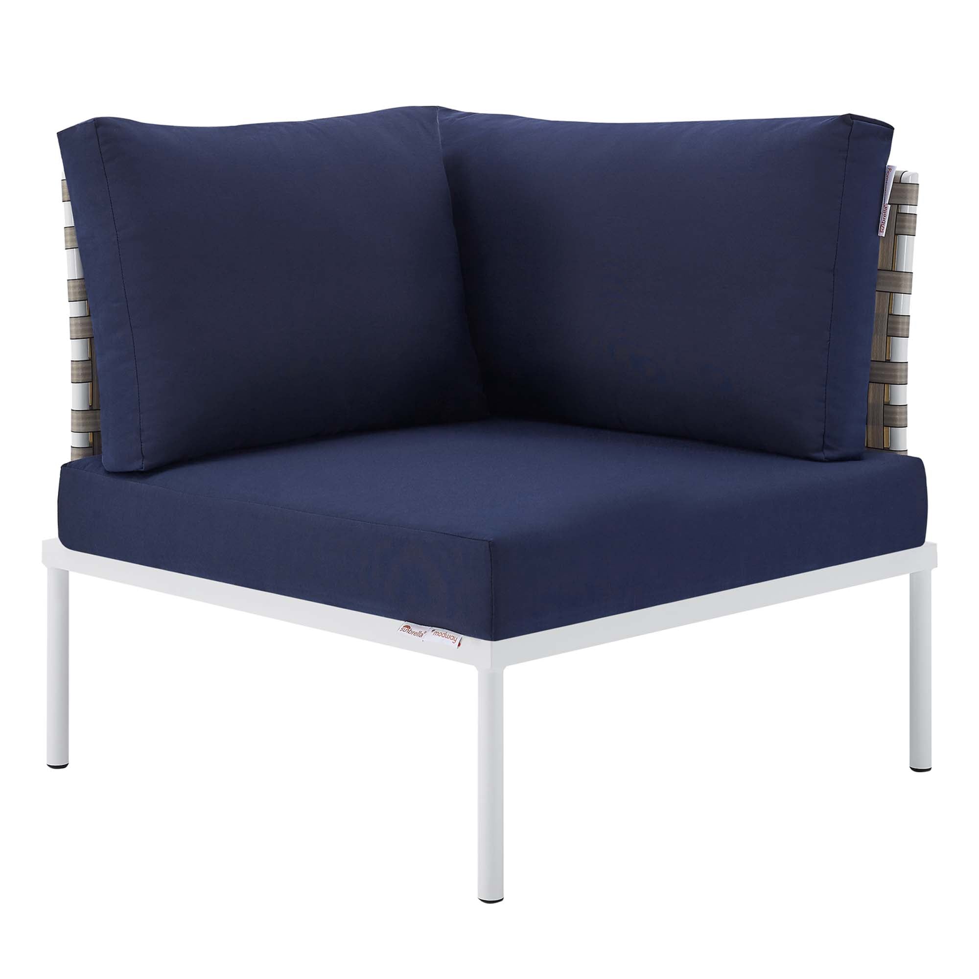Harmony 7-Piece Sunbrella® Basket Weave Outdoor Patio Aluminum Sectional Sofa Set by Modway