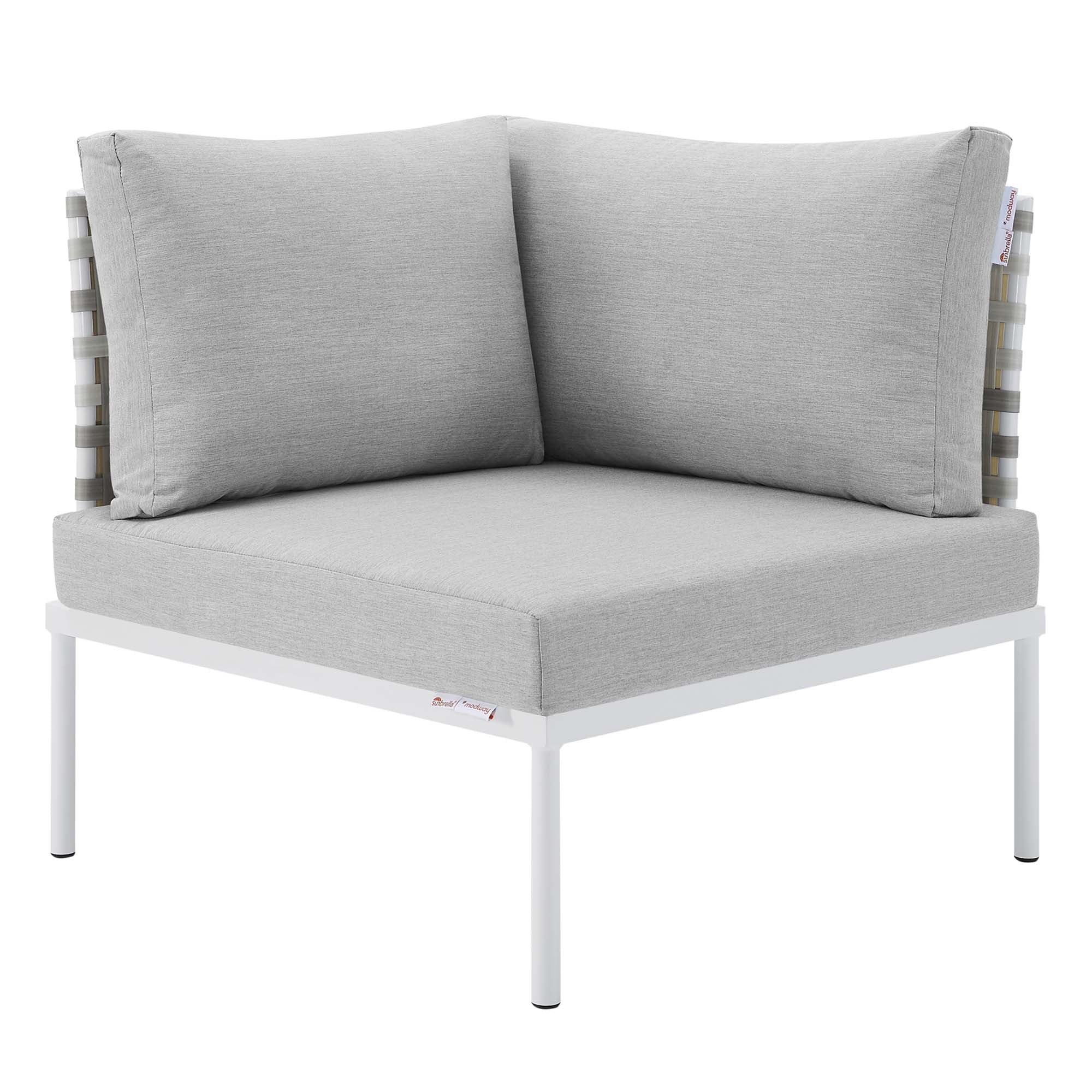 Harmony 8-Piece Sunbrella® Basket Weave Outdoor Patio Aluminum Sectional Sofa Set by Modway
