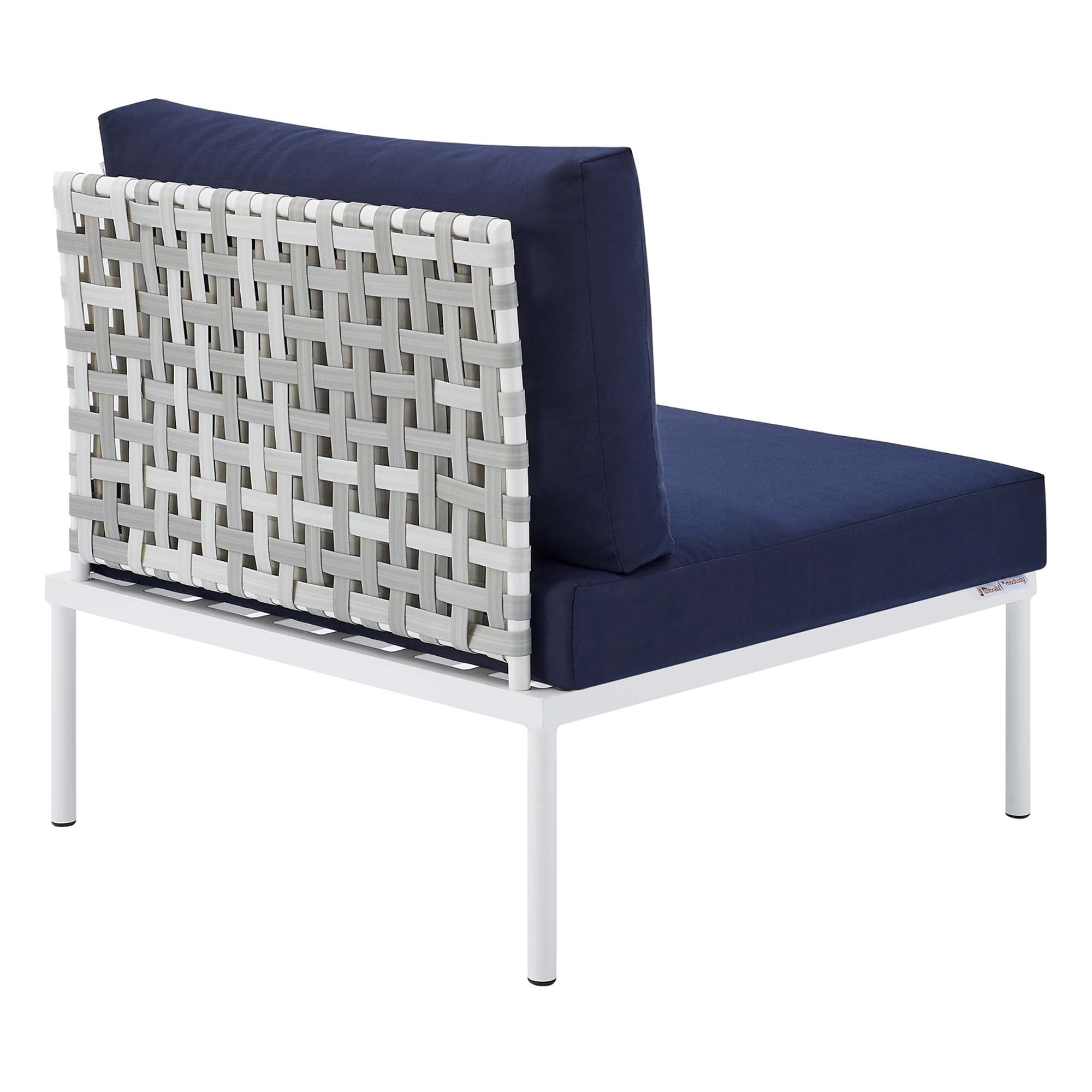 Harmony 8-Piece Sunbrella® Basket Weave Outdoor Patio Aluminum Sectional Sofa Set by Modway