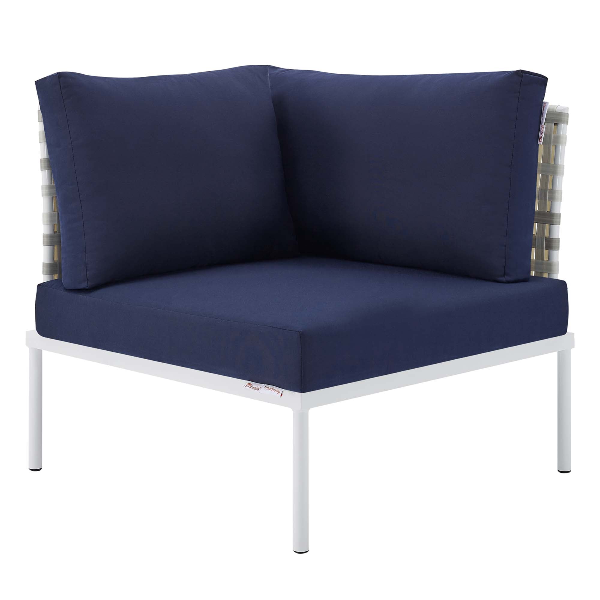 Harmony 8-Piece Sunbrella® Basket Weave Outdoor Patio Aluminum Sectional Sofa Set by Modway