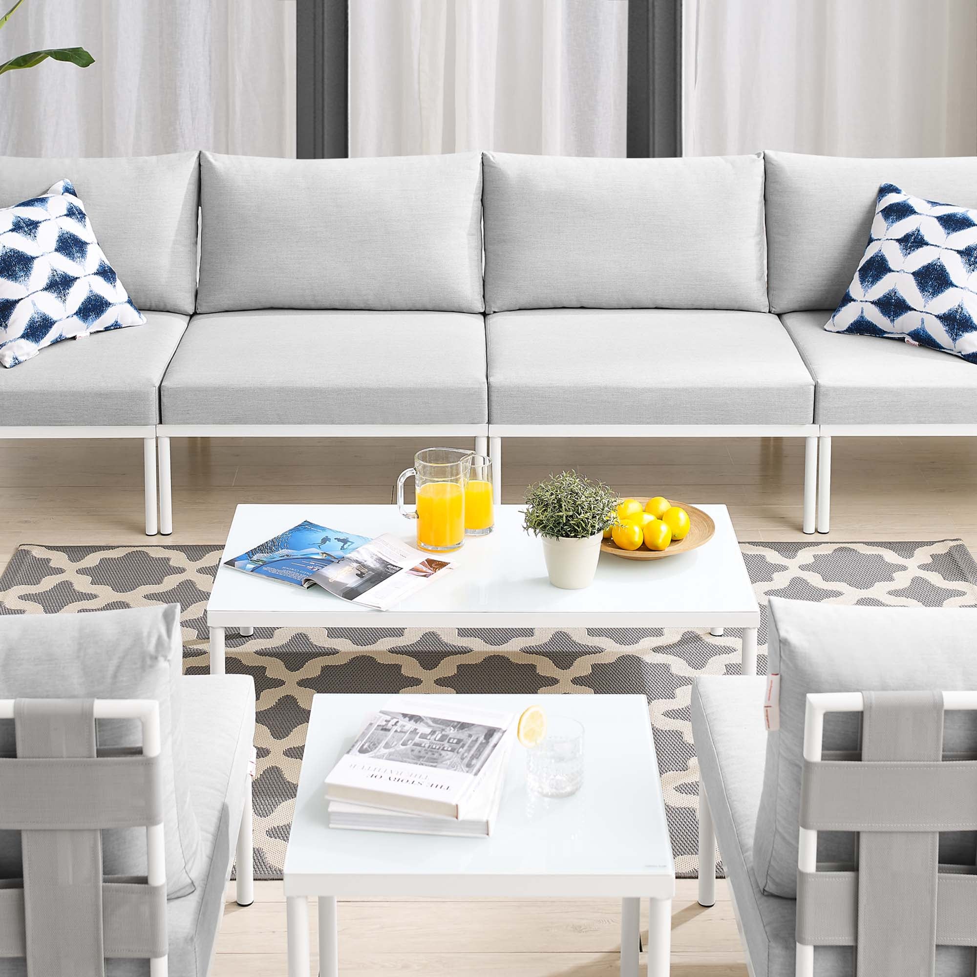 Harmony 8-Piece Sunbrella® Outdoor Patio Aluminum Sectional Sofa Set by Modway