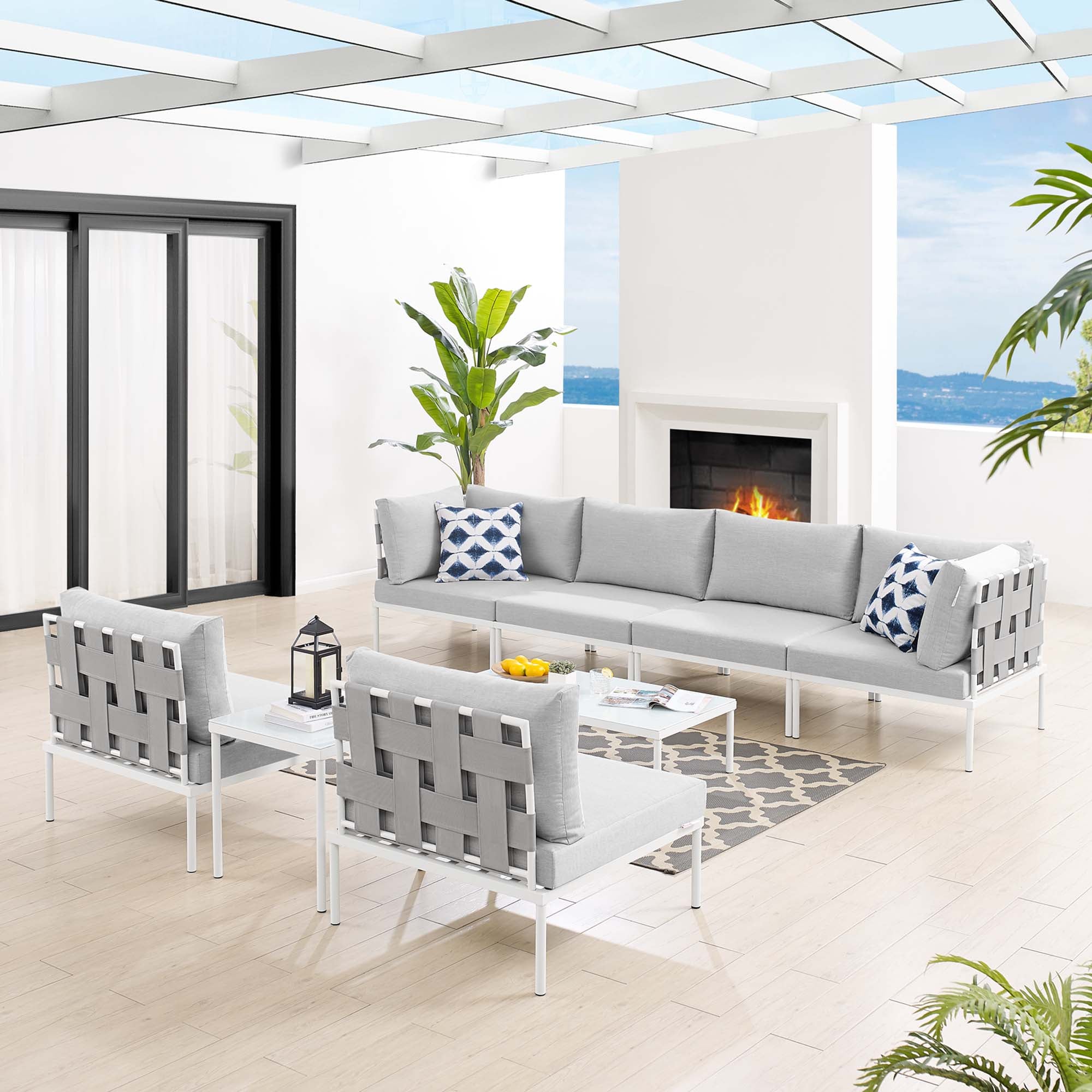 Harmony 8-Piece Sunbrella® Outdoor Patio Aluminum Sectional Sofa Set by Modway
