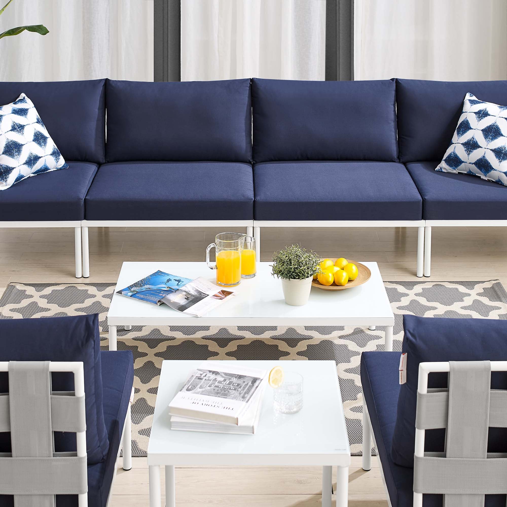 Harmony 8-Piece Sunbrella® Outdoor Patio Aluminum Sectional Sofa Set by Modway