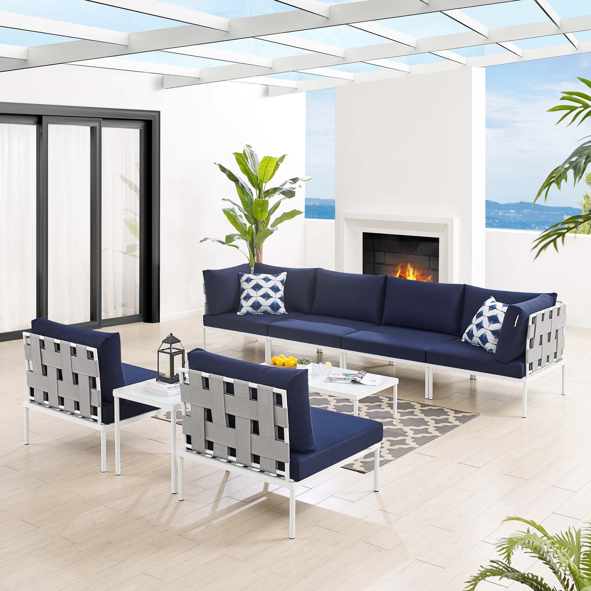 Harmony 8-Piece Sunbrella® Outdoor Patio Aluminum Sectional Sofa Set by Modway