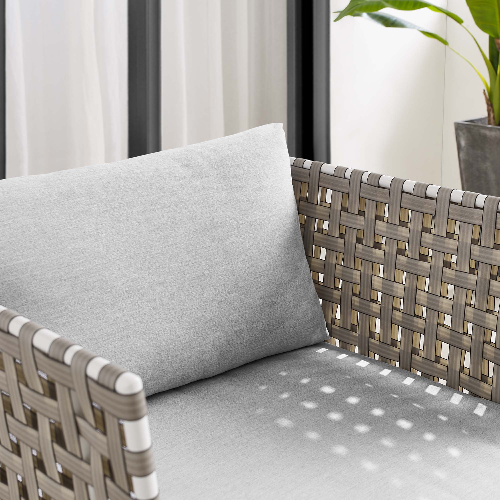Harmony Sunbrella® Basket Weave Outdoor Patio Aluminum Armchair by Modway