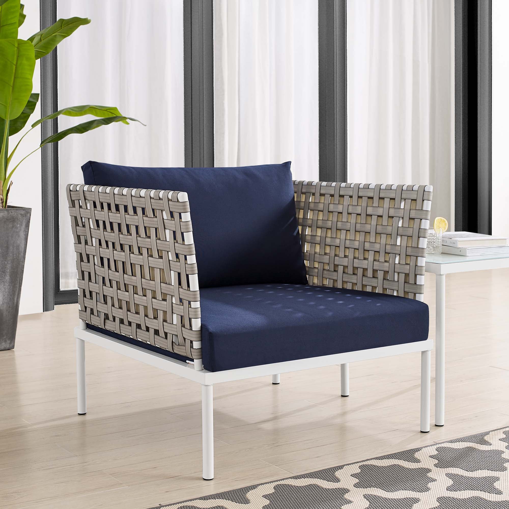 Harmony Sunbrella® Basket Weave Outdoor Patio Aluminum Armchair by Modway