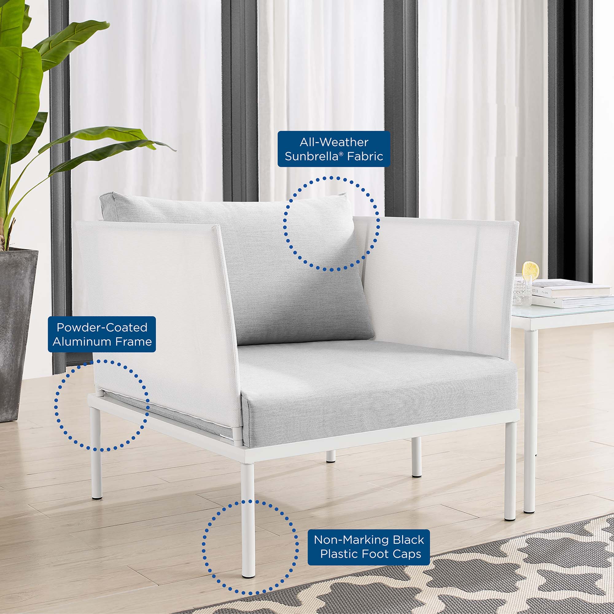 Harmony Sunbrella® Outdoor Patio Aluminum Armchair by Modway