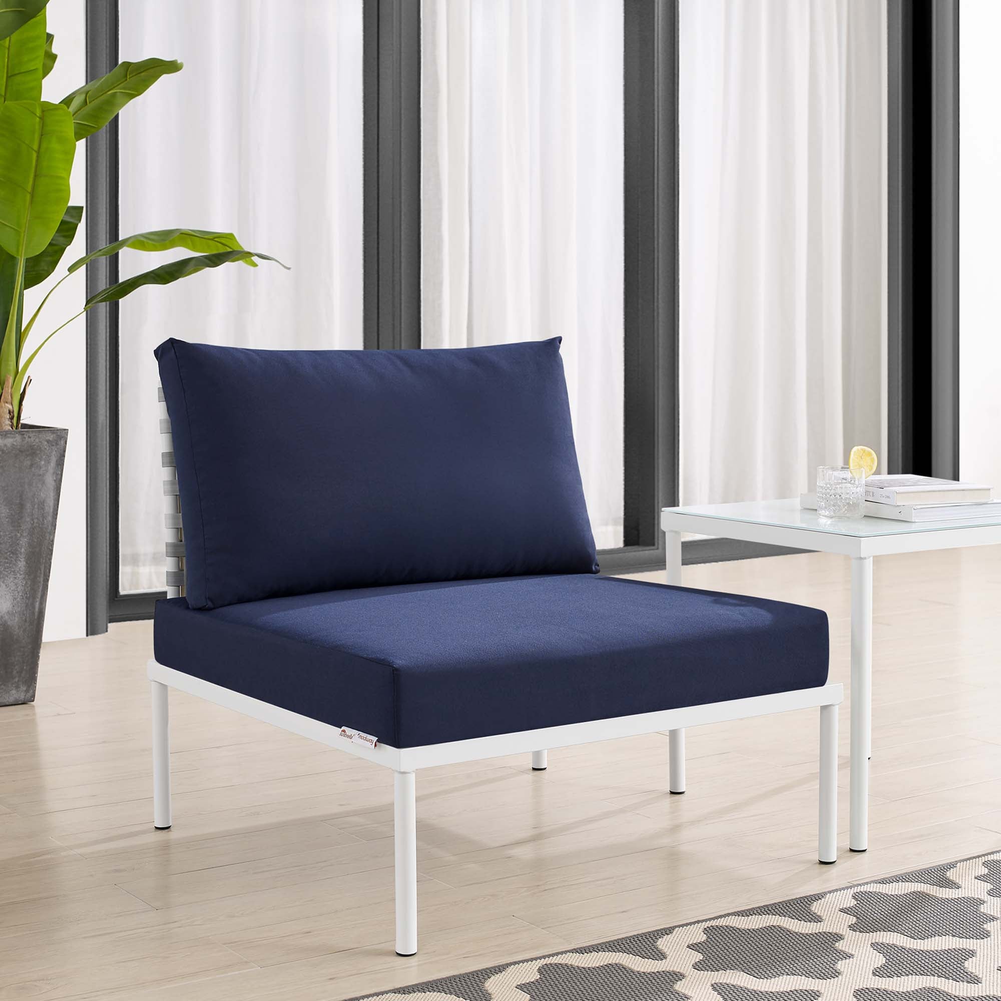 Harmony Sunbrella® Basket Weave Outdoor Patio Aluminum Armless Chair by Modway