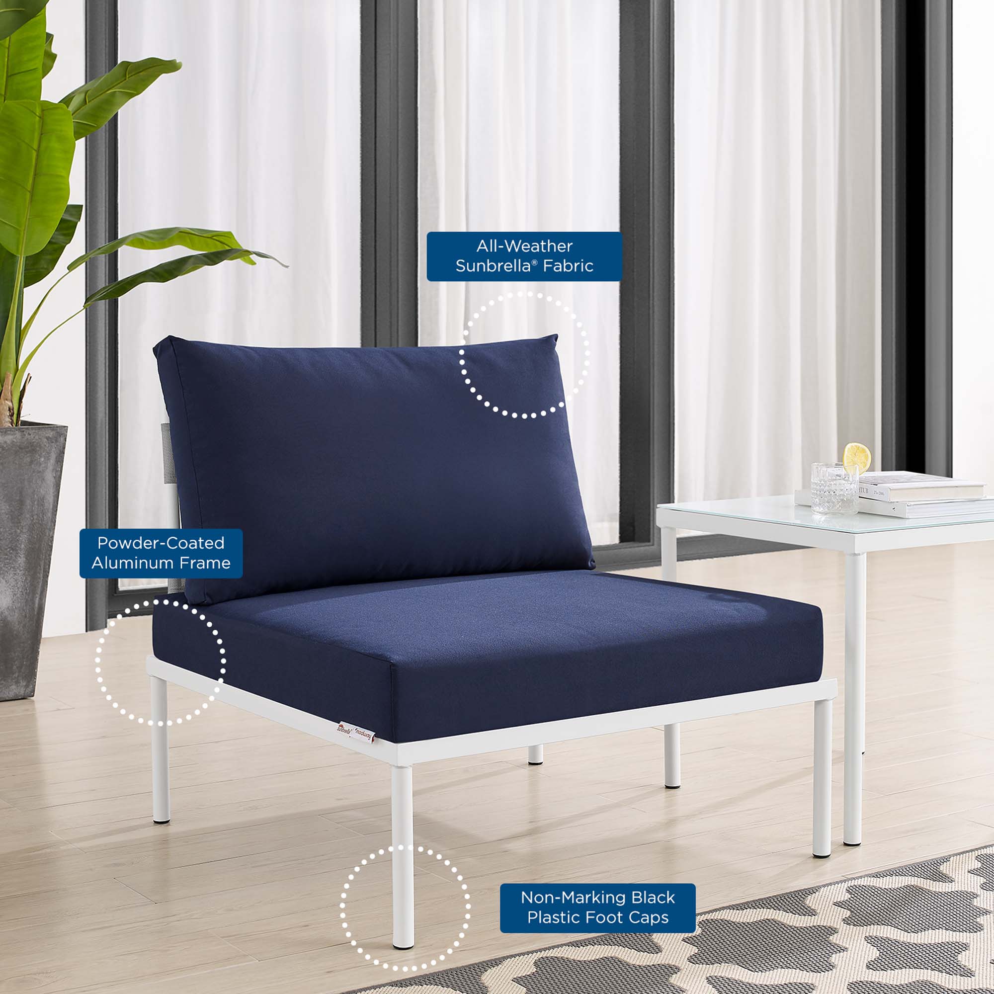 Harmony Sunbrella® Outdoor Patio Aluminum Armless Chair by Modway